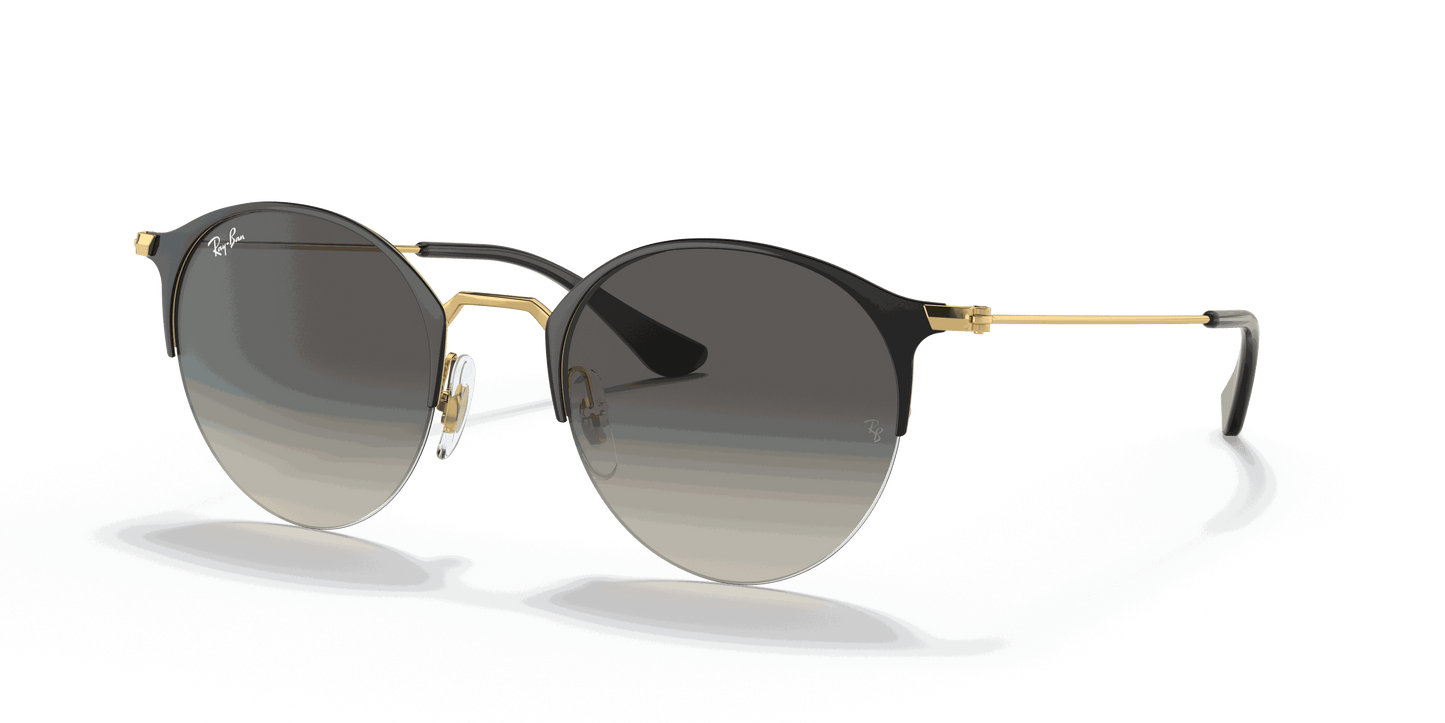 [Grey Gradient Lenses, Polished Black On Gold Frame]