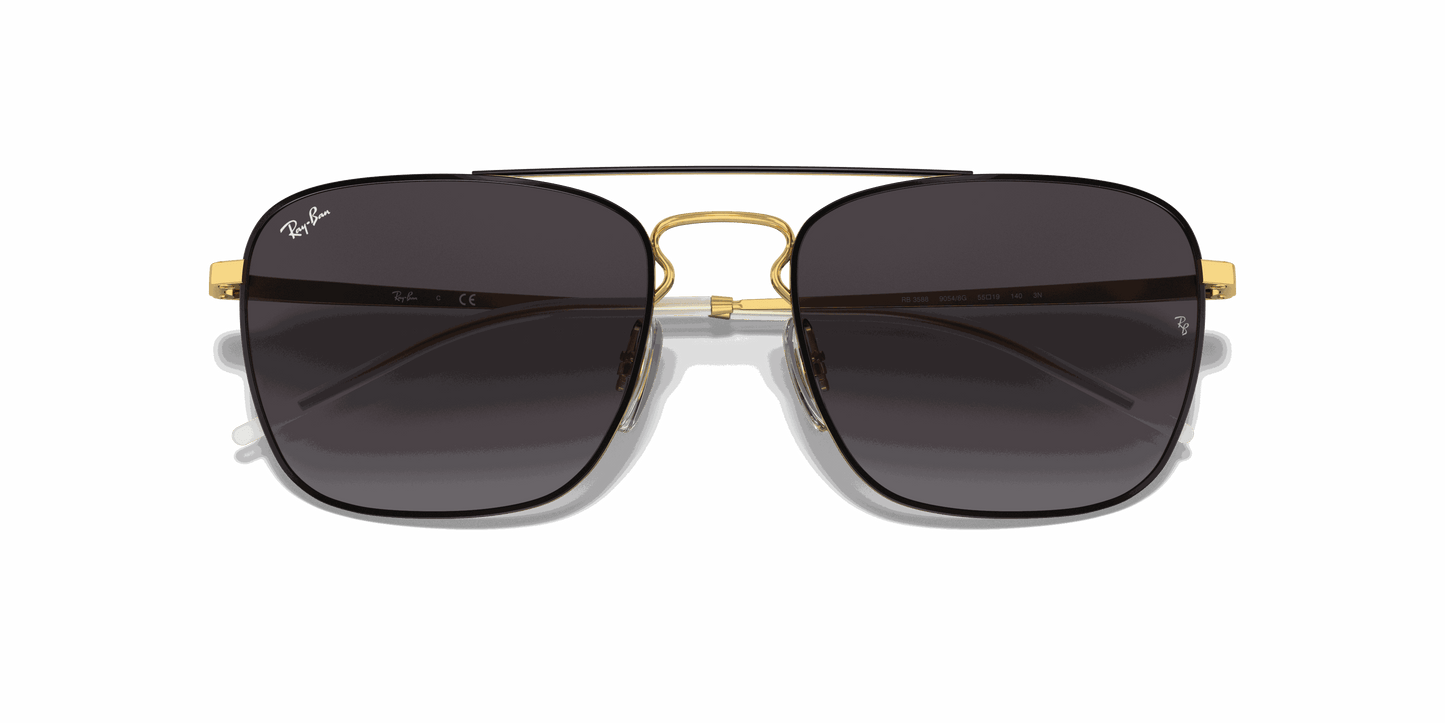 [Grey Lenses, Polished Black On Gold Frame]