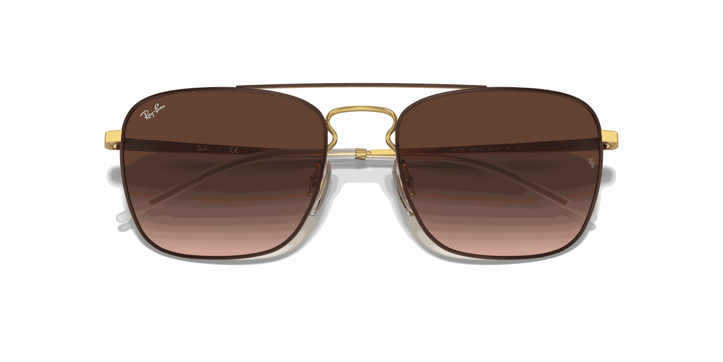 [Brown Gradient Dark Brown Lenses, Polished Brown On Gold Frame]