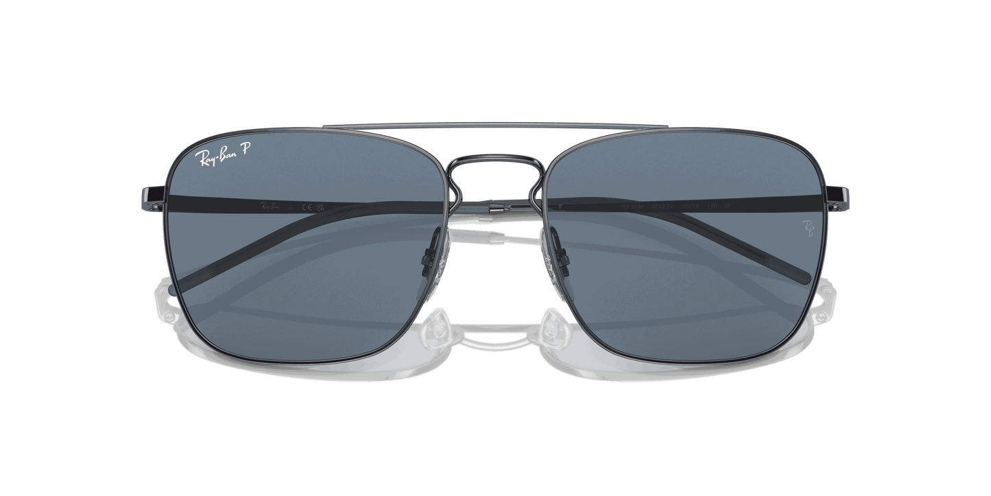 [Dark Blue Lenses, Polished Gunmetal Frame]