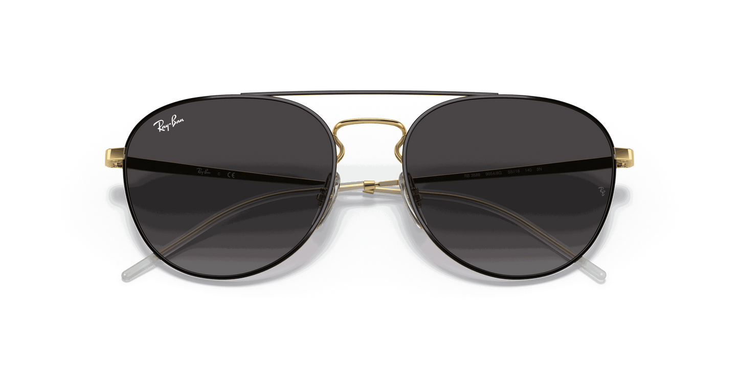 [Grey Lenses, Polished Black On Gold Frame]