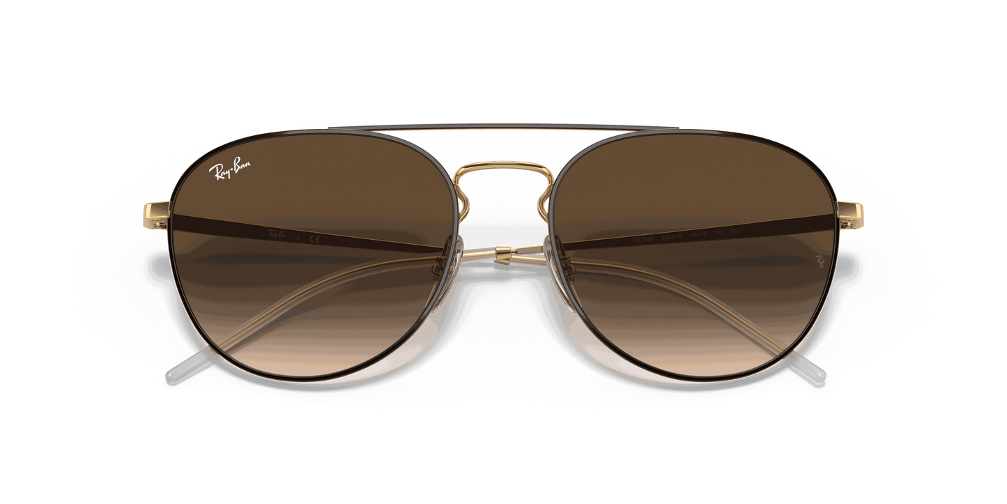 [Brown Gradient Dark Brown Lenses, Polished Brown On Gold Frame]
