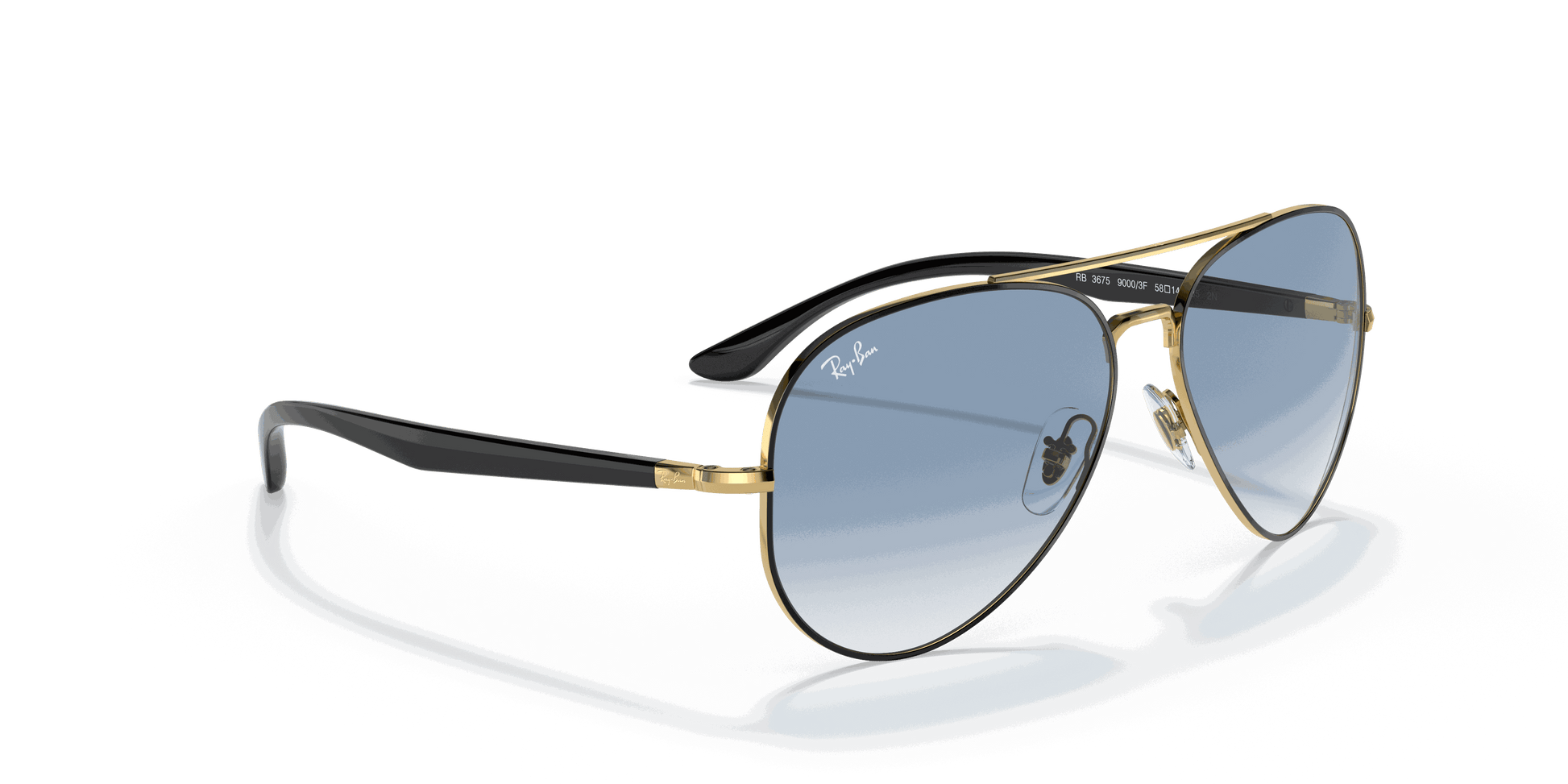 [Light Blue Lenses, Polished Black On Gold Frame]