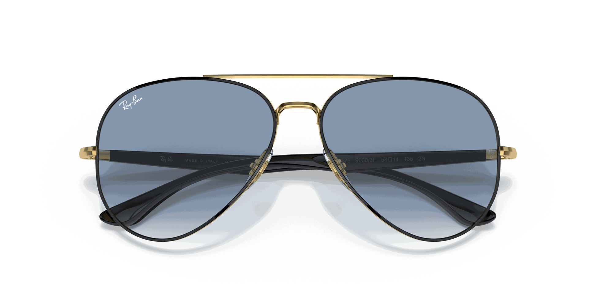 [Light Blue Lenses, Polished Black On Gold Frame]