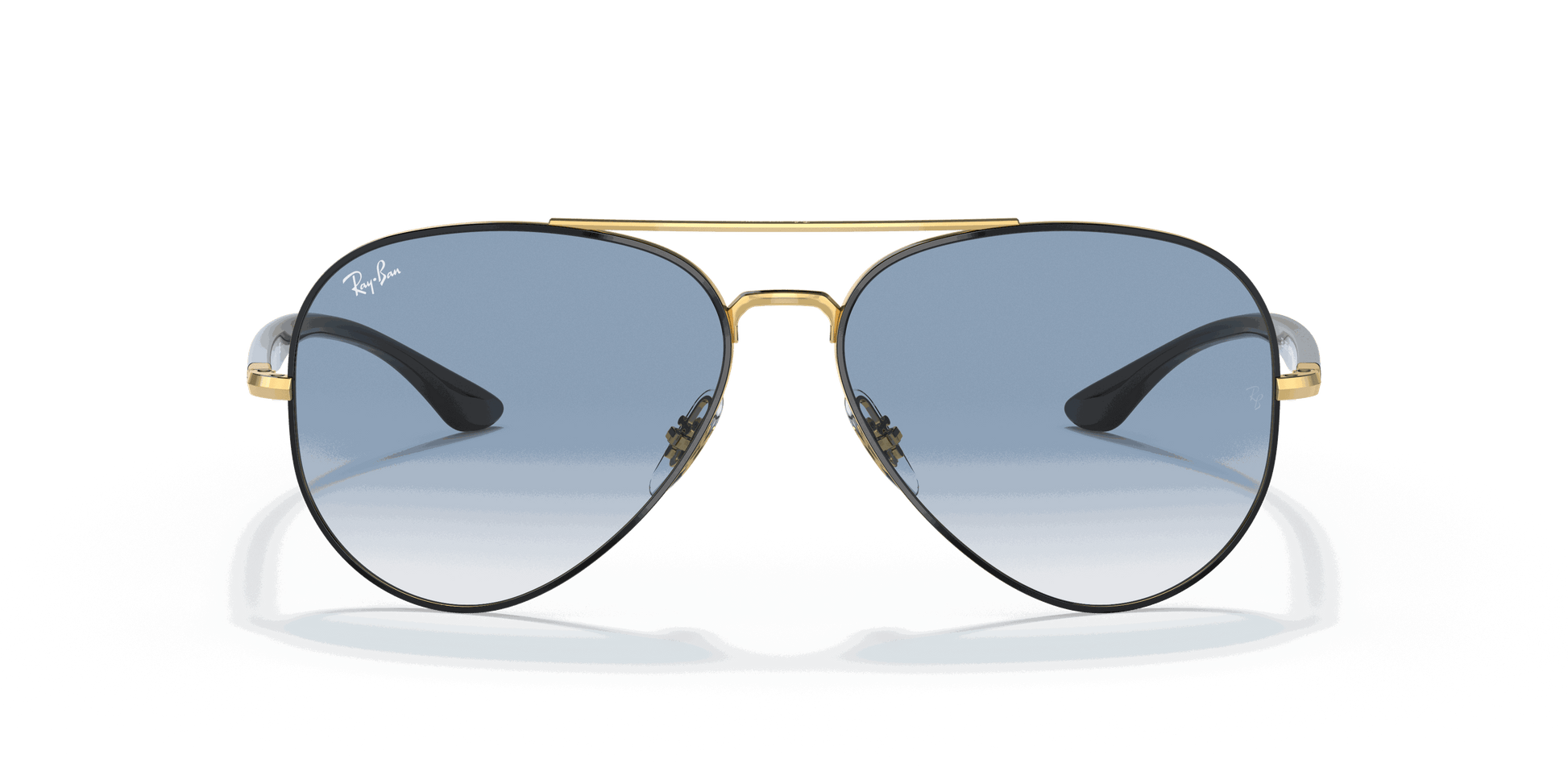 [Light Blue Lenses, Polished Black On Gold Frame]