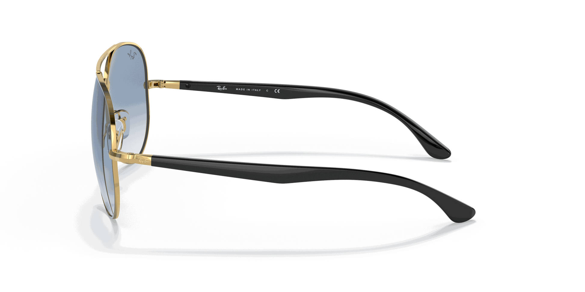 [Light Blue Lenses, Polished Black On Gold Frame]