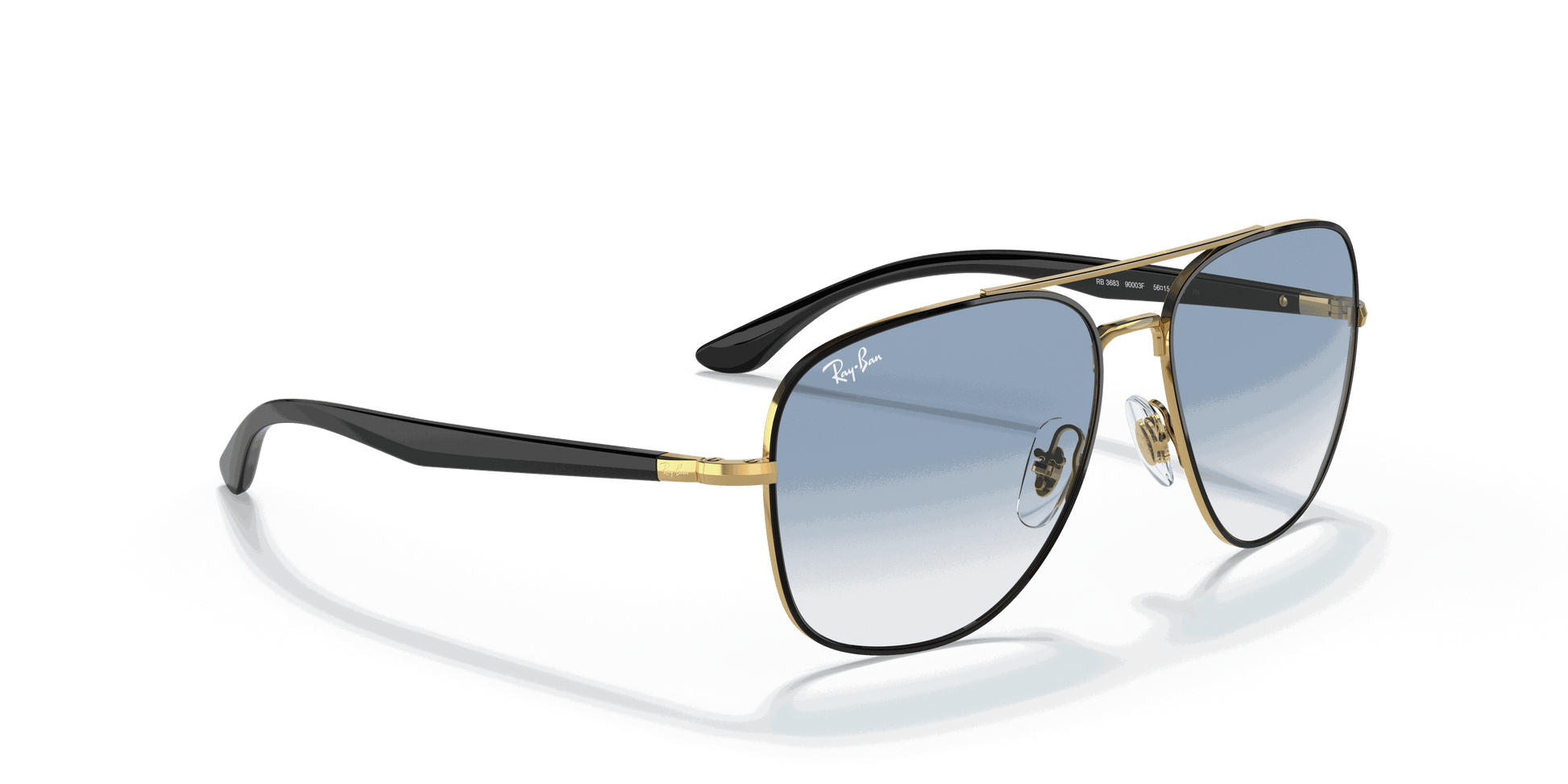 [Blue Lenses, Polished Black On Gold Frame]