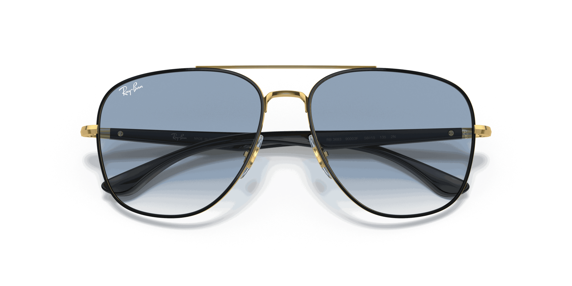 [Blue Lenses, Polished Black On Gold Frame]