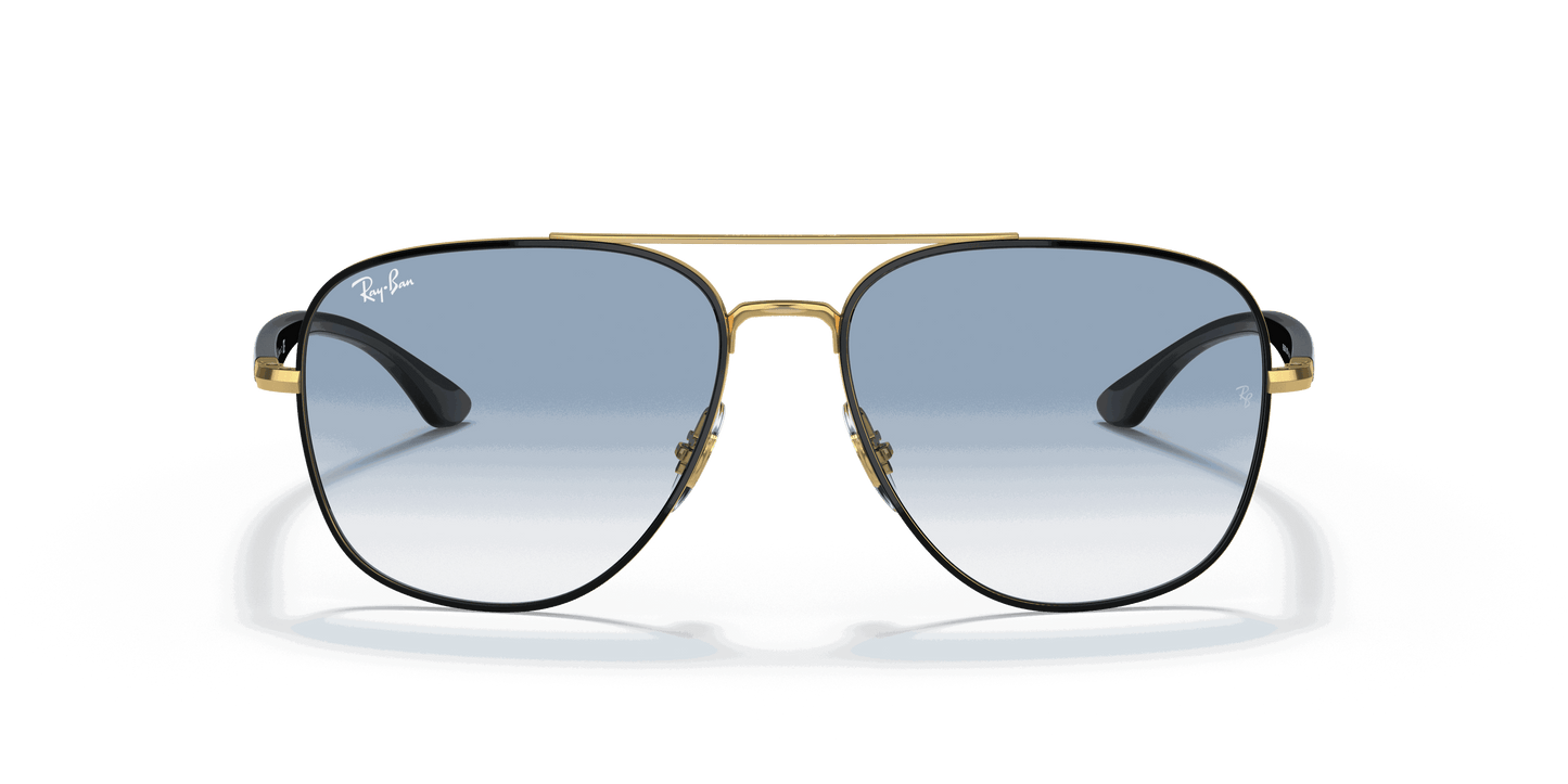 [Blue Lenses, Polished Black On Gold Frame]
