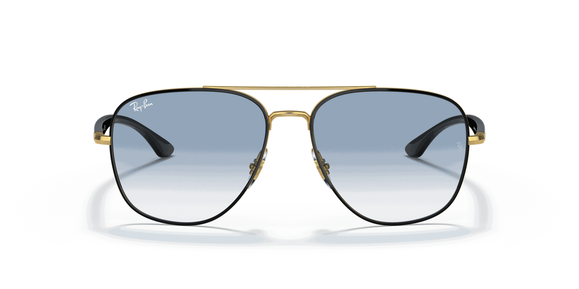 [Blue Lenses, Polished Black On Gold Frame]