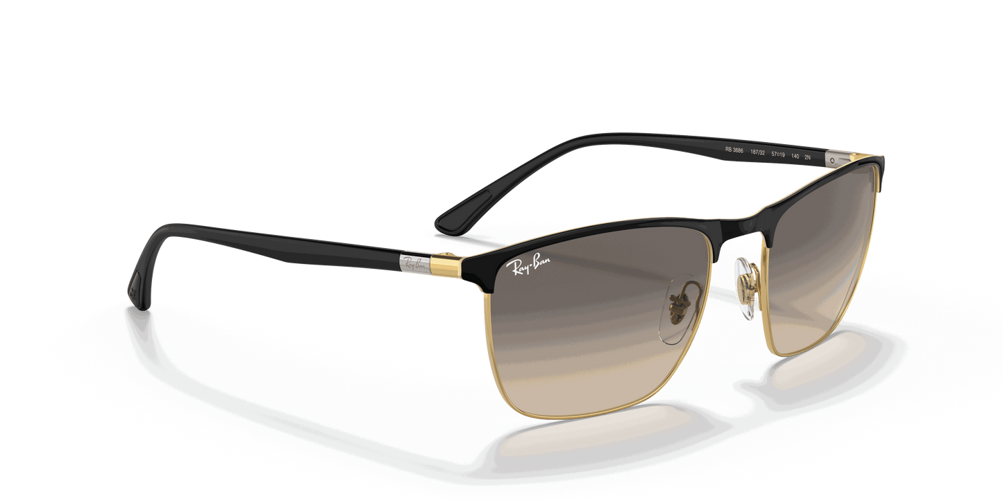 [Clear Grey Lenses, Polished Black On Gold Frame]