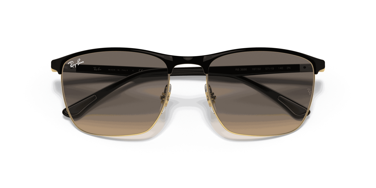 [Clear Grey Lenses, Polished Black On Gold Frame]