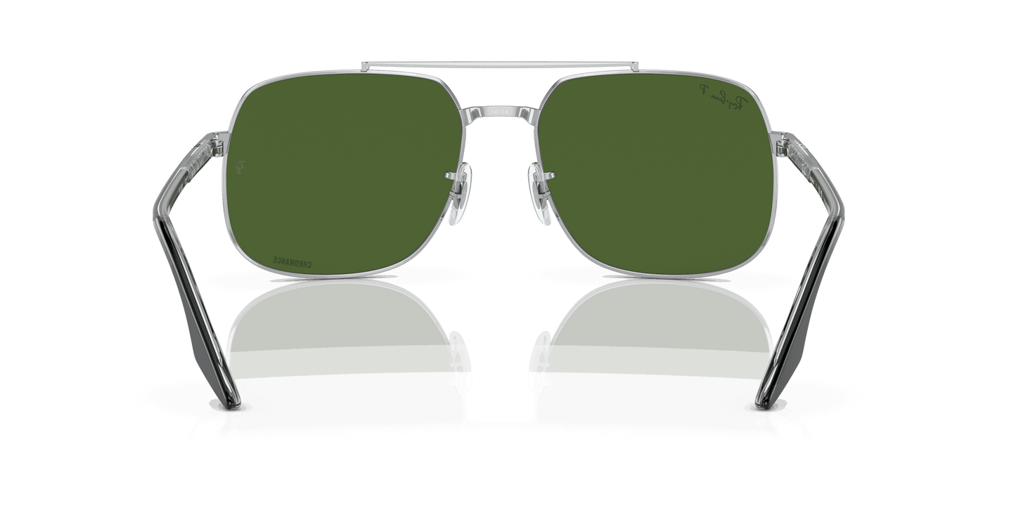 [Dark Green Lenses, Polished Silver Frame]