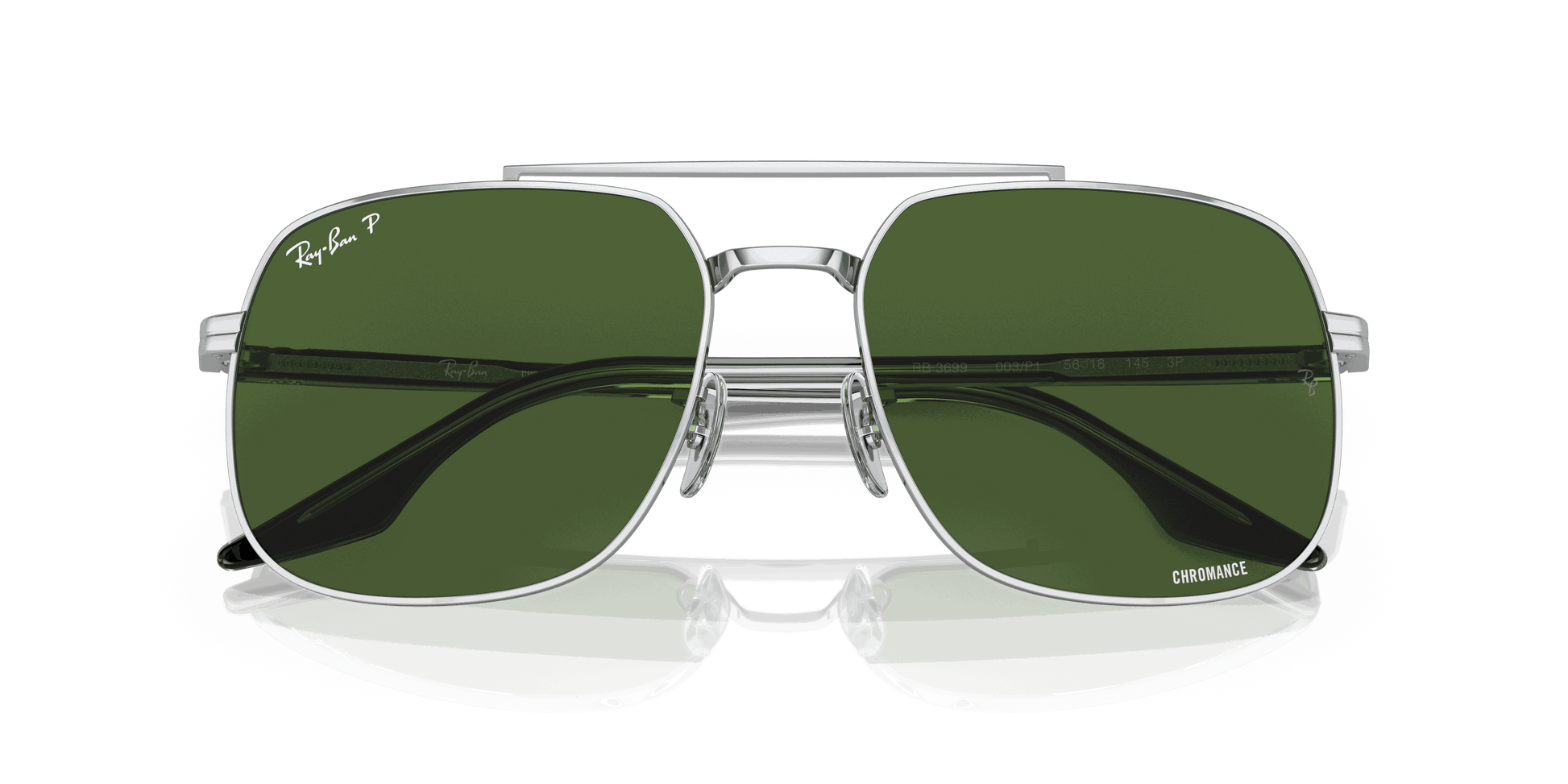 [Dark Green Lenses, Polished Silver Frame]