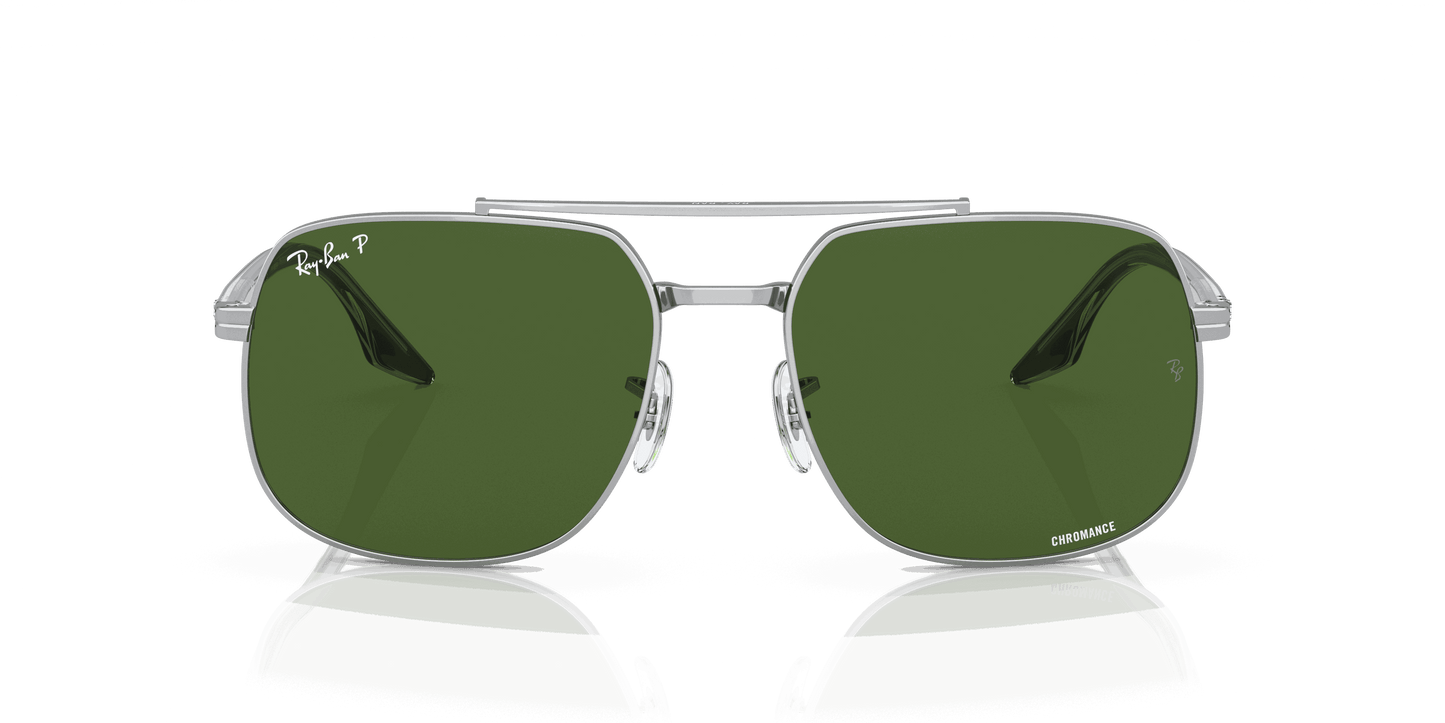 [Dark Green Lenses, Polished Silver Frame]