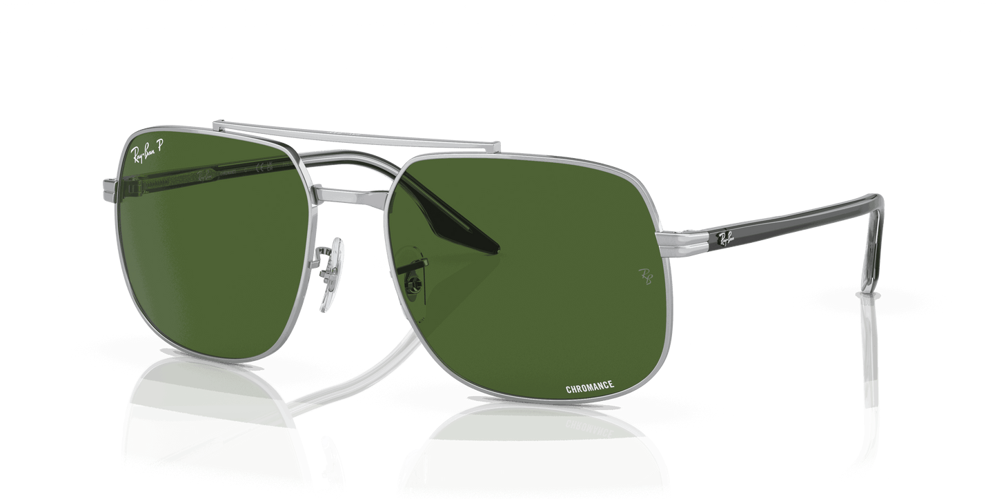 [Dark Green Lenses, Polished Silver Frame]