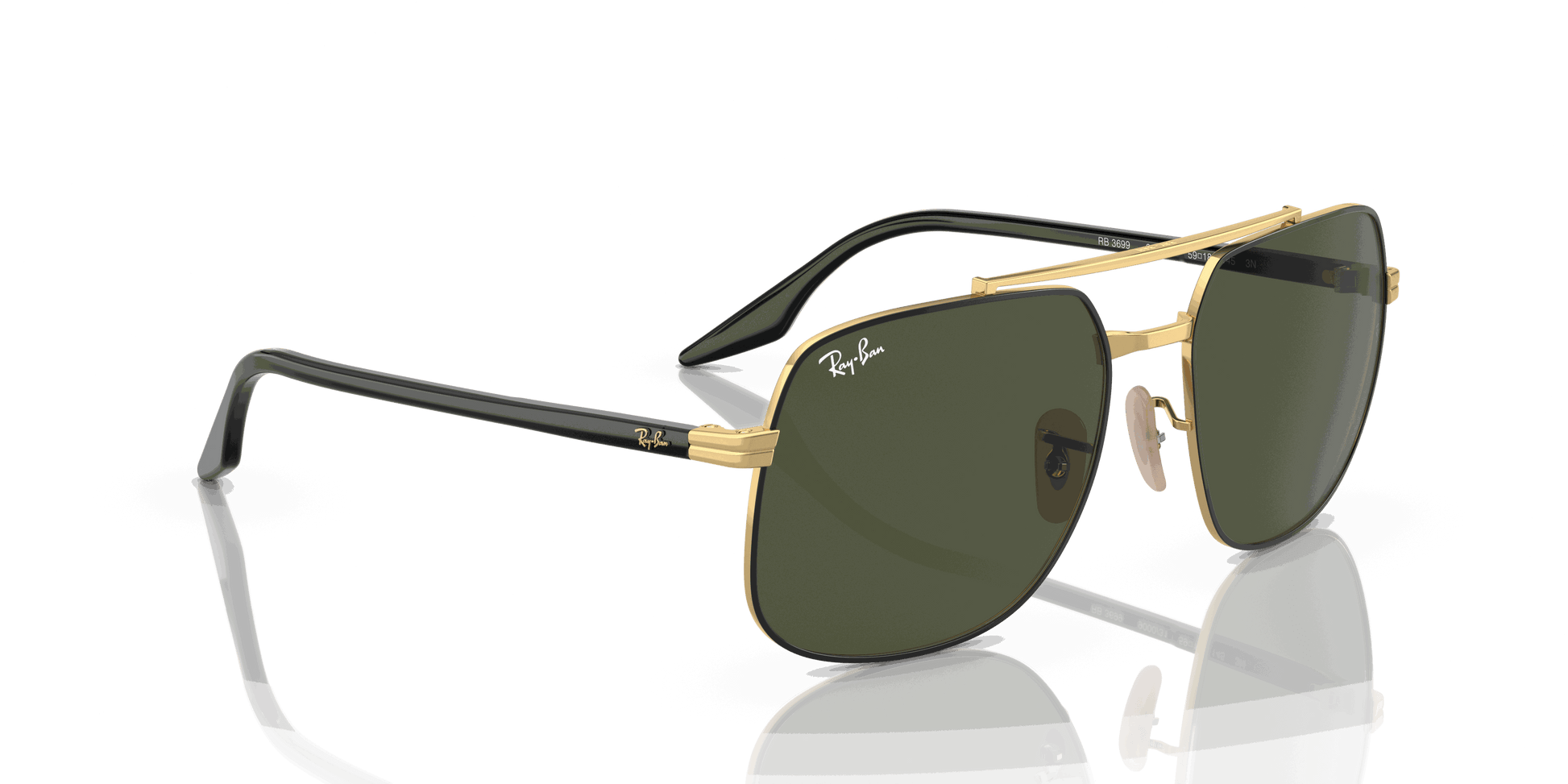 [Green Lenses, Polished Black On Gold Frame]
