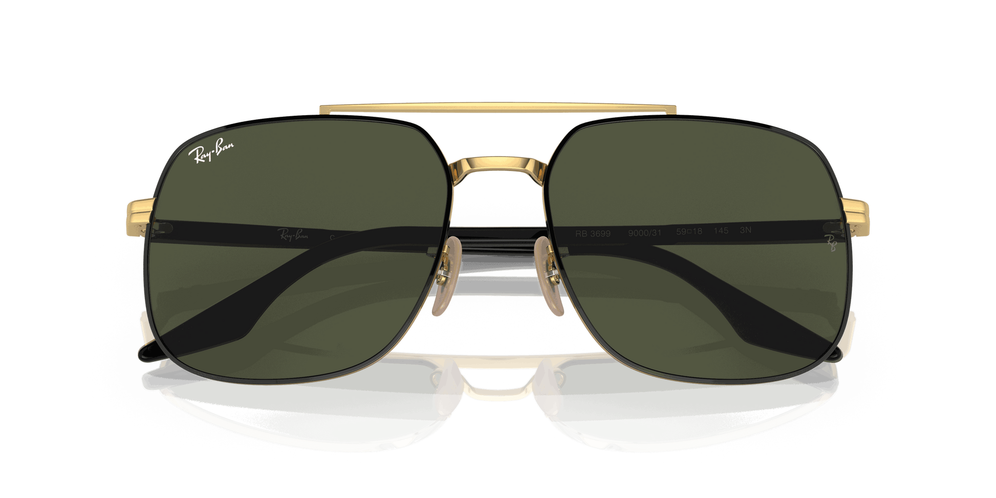 [Green Lenses, Polished Black On Gold Frame]
