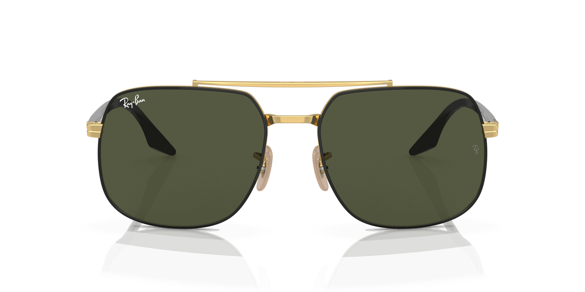 [Green Lenses, Polished Black On Gold Frame]