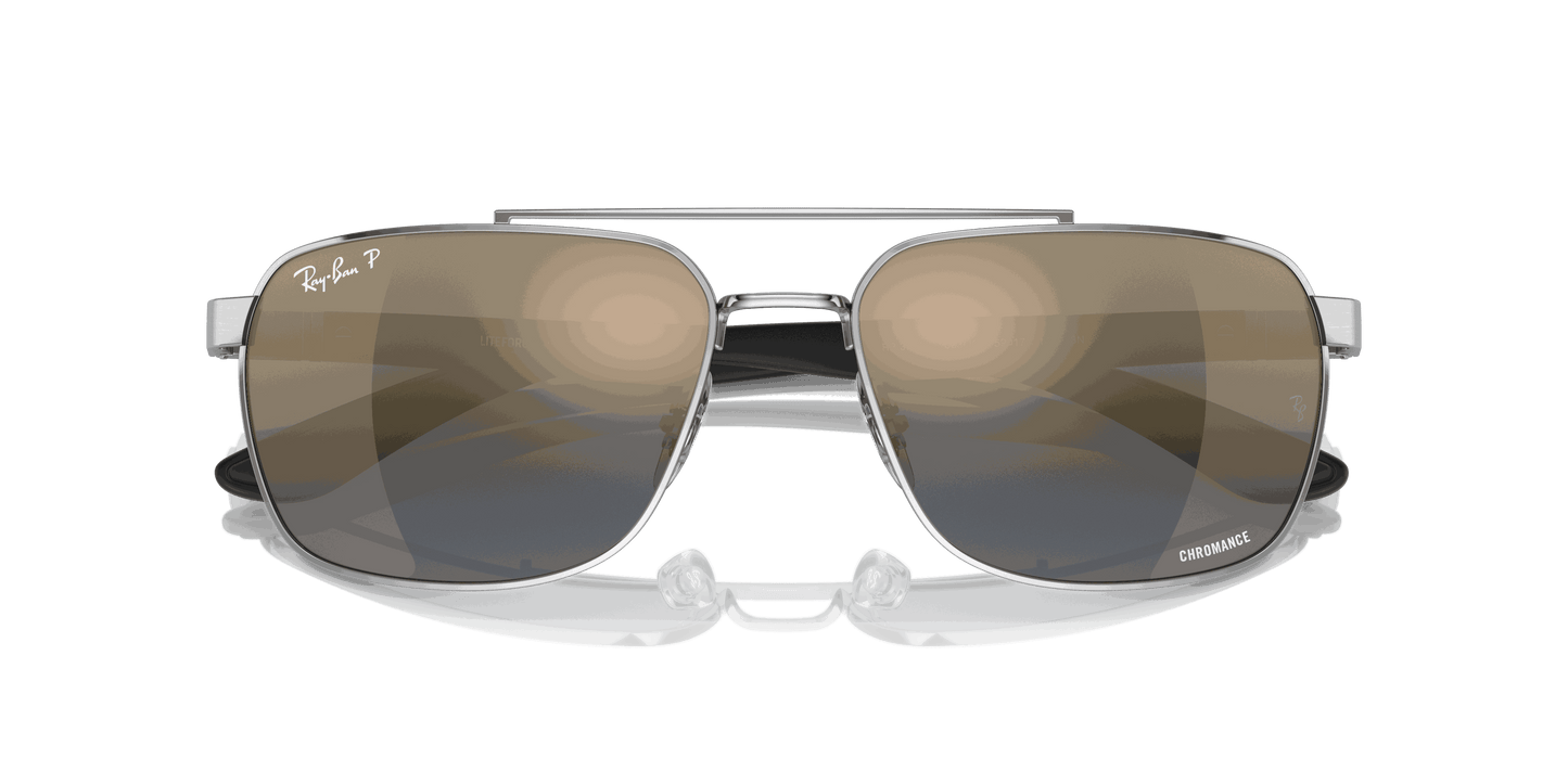[Blue/Gold Lenses, Polished Silver Frame]