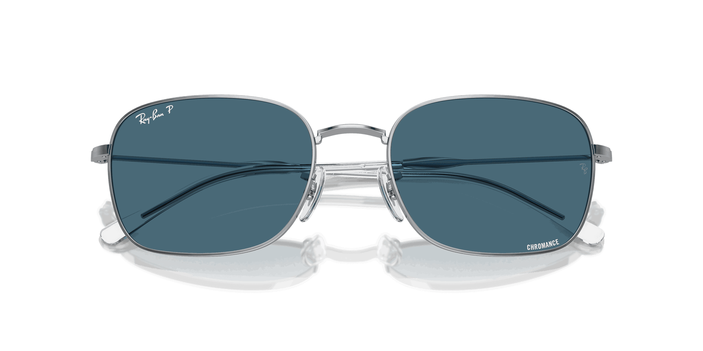 [Blue Lenses, Polished Silver Frame]