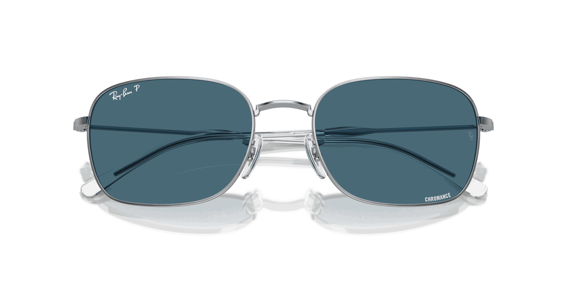 [Blue Lenses, Polished Silver Frame]