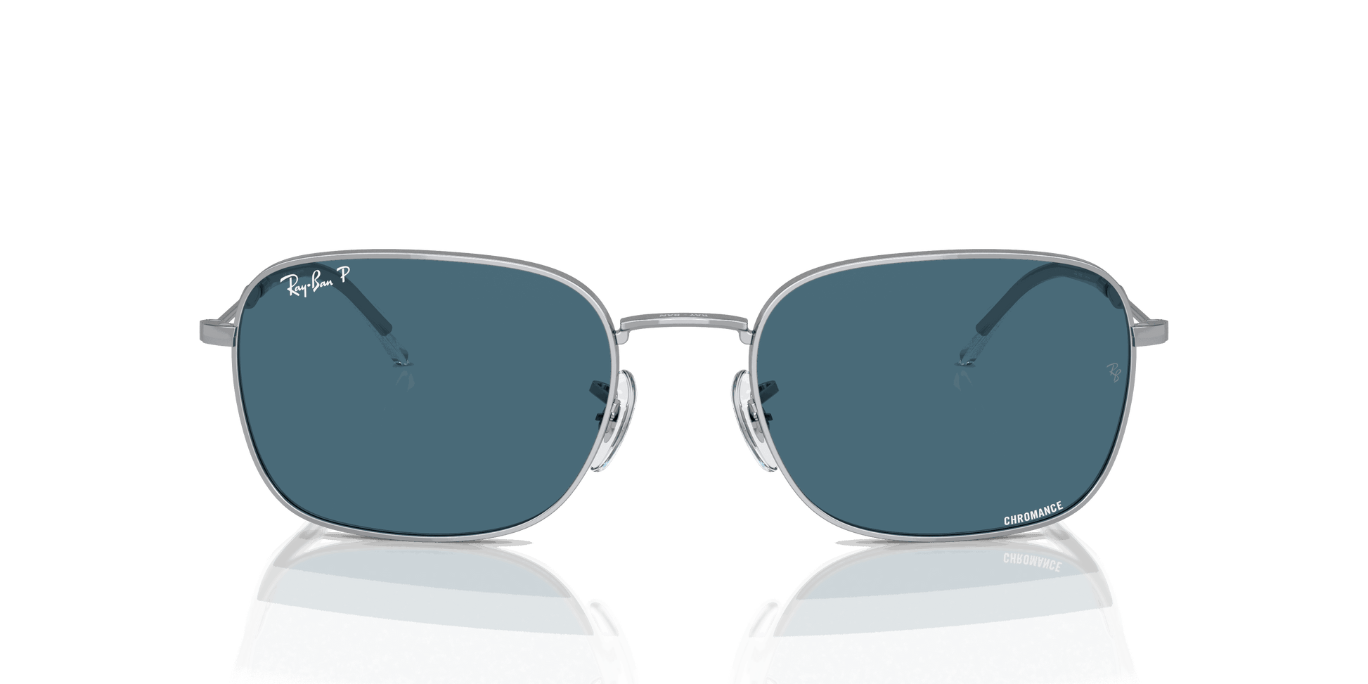 [Blue Lenses, Polished Silver Frame]