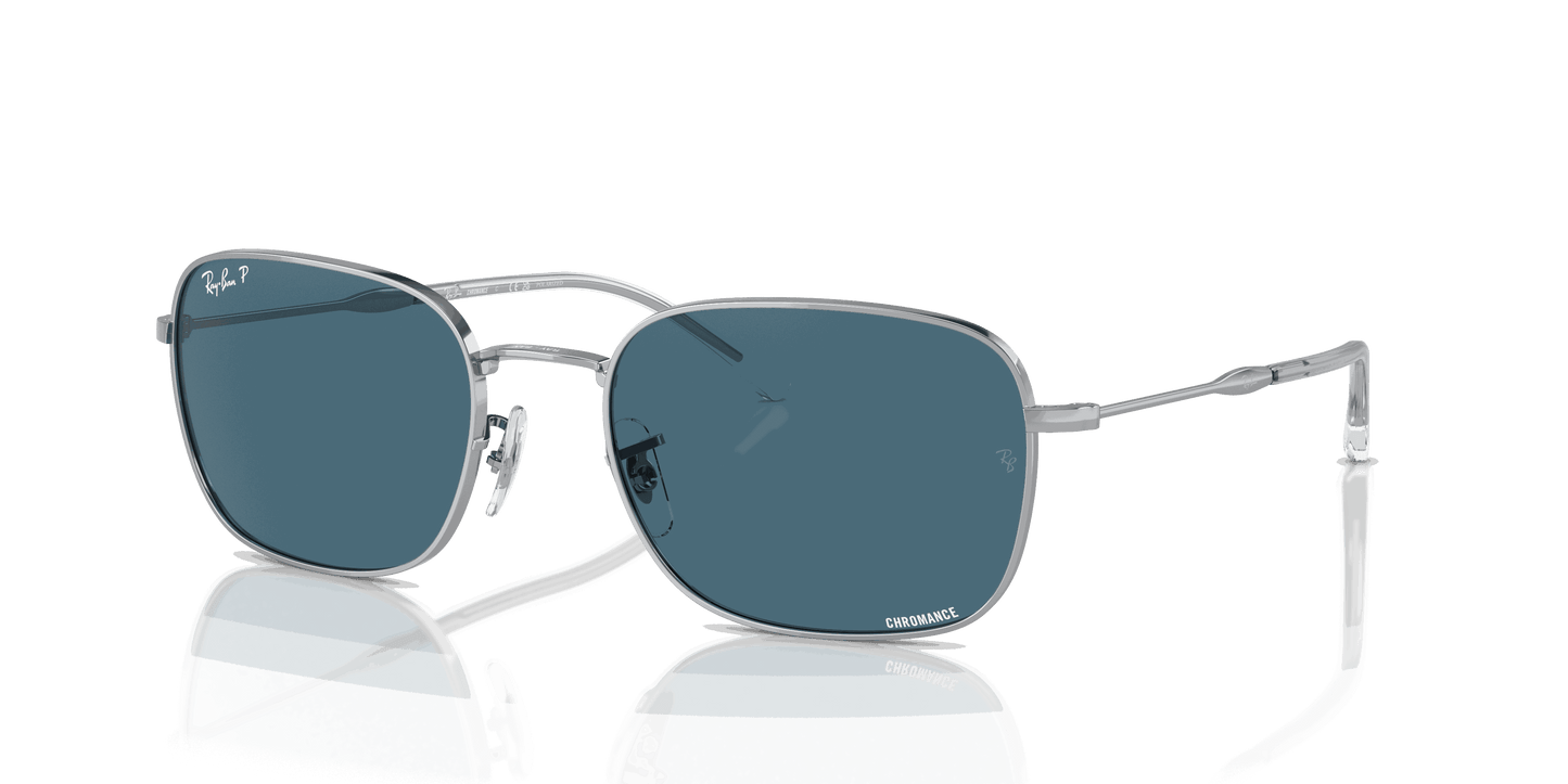 [Blue Lenses, Polished Silver Frame]