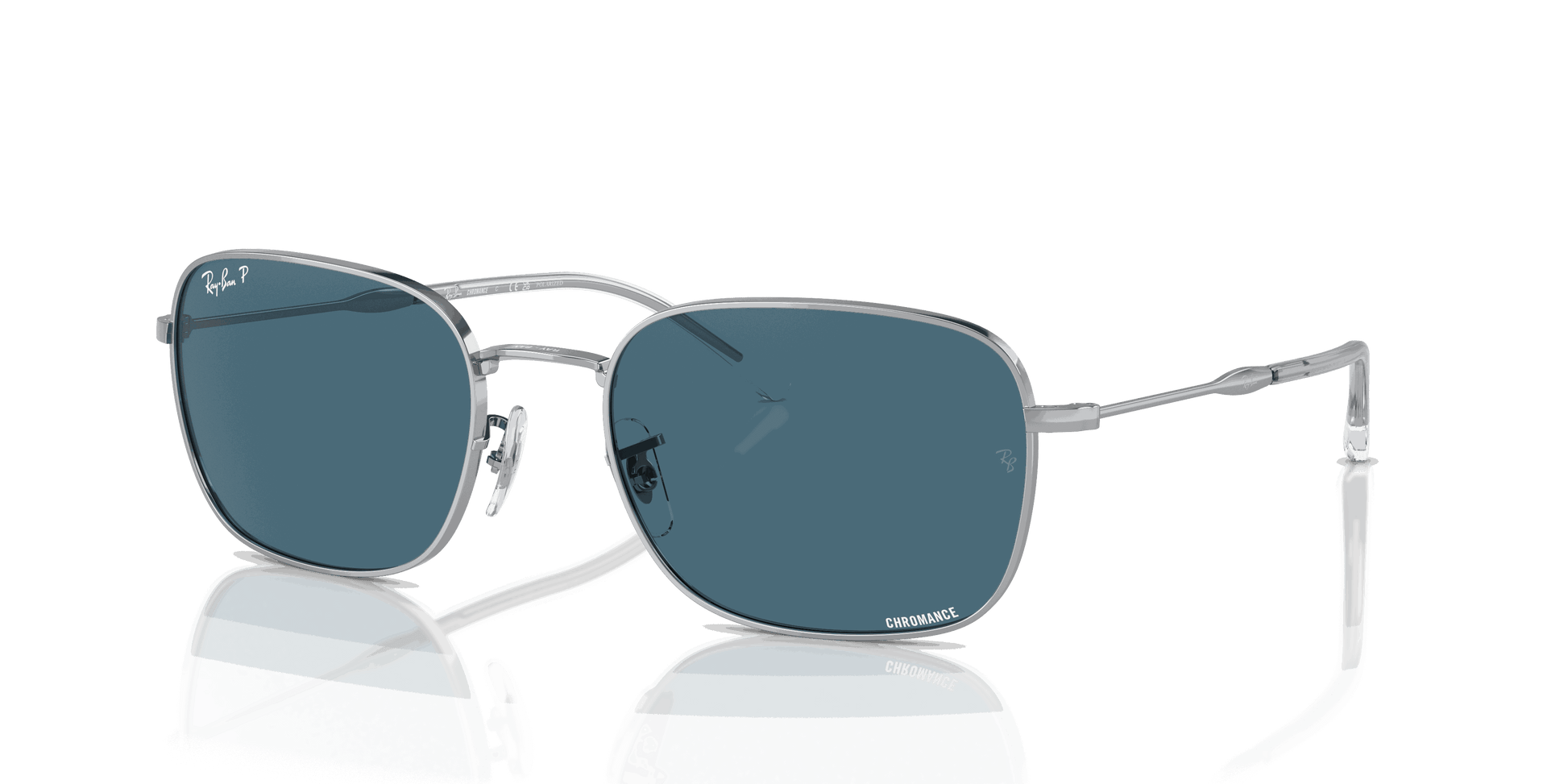 [Blue Lenses, Polished Silver Frame]
