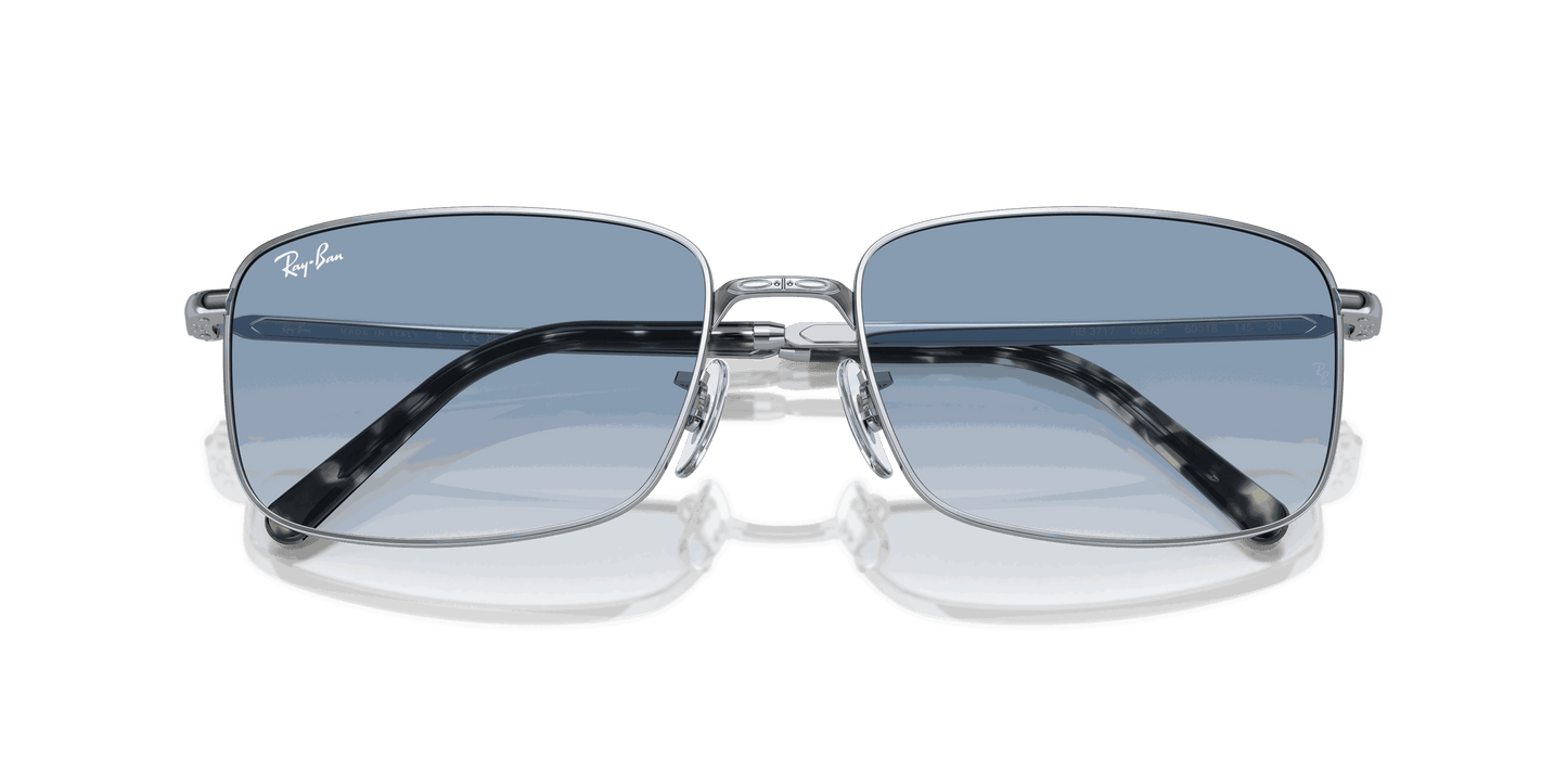 [Blue Lenses, Polished Silver Frame]