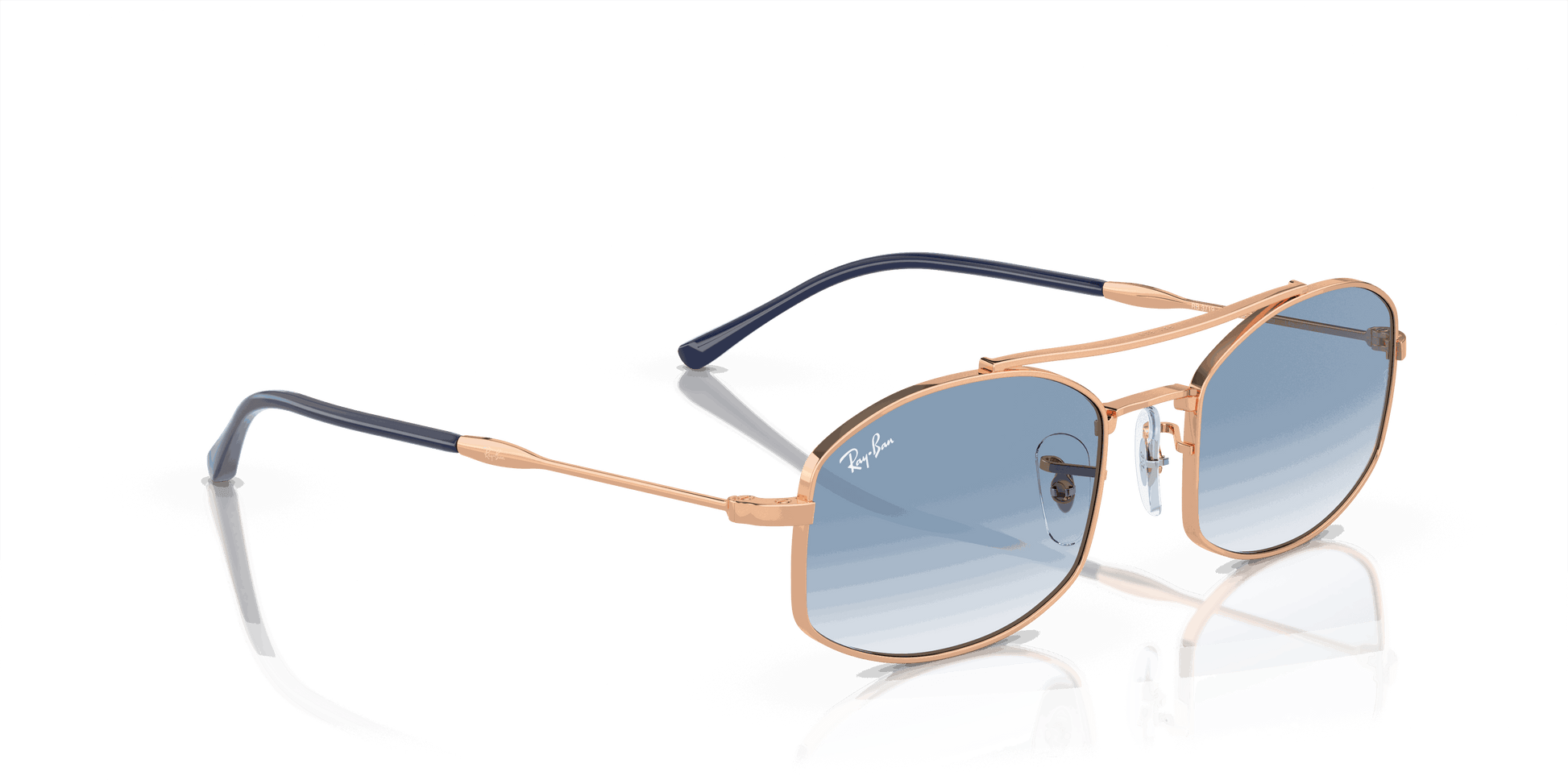 [Light Blue Lenses, Polished Rose Gold Frame]