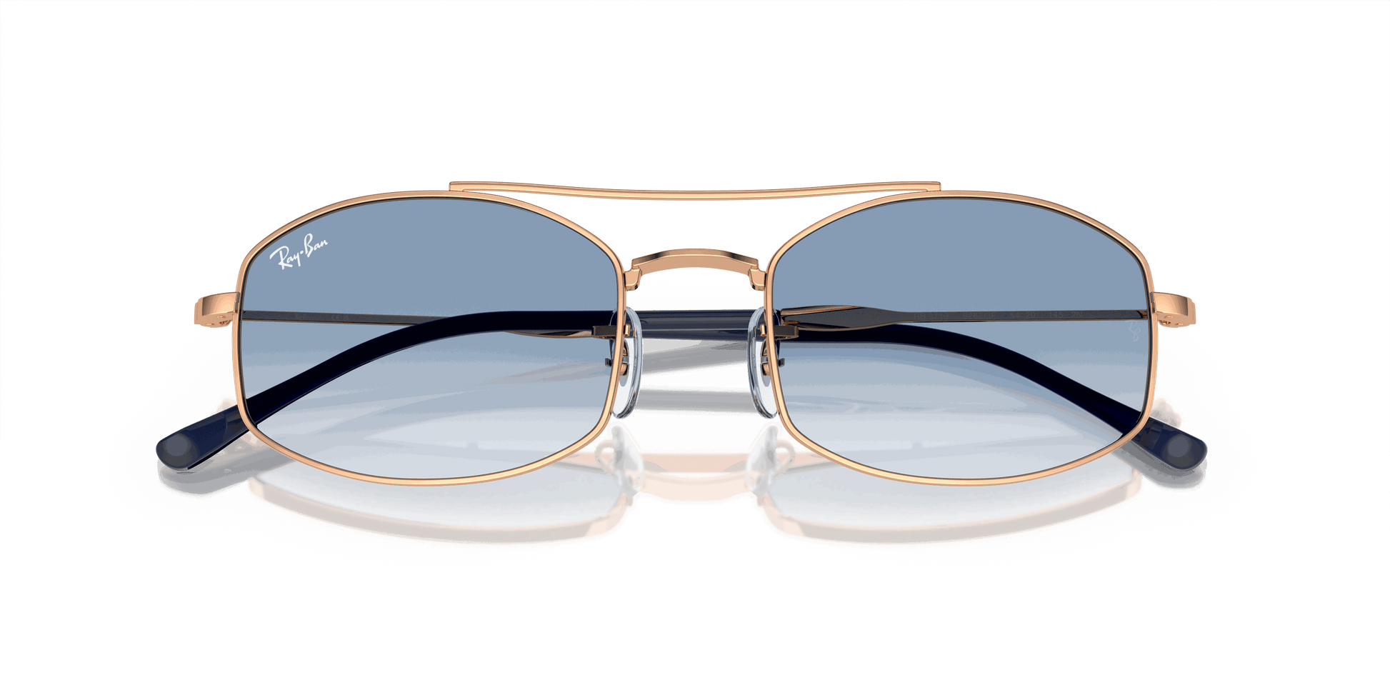 [Light Blue Lenses, Polished Rose Gold Frame]
