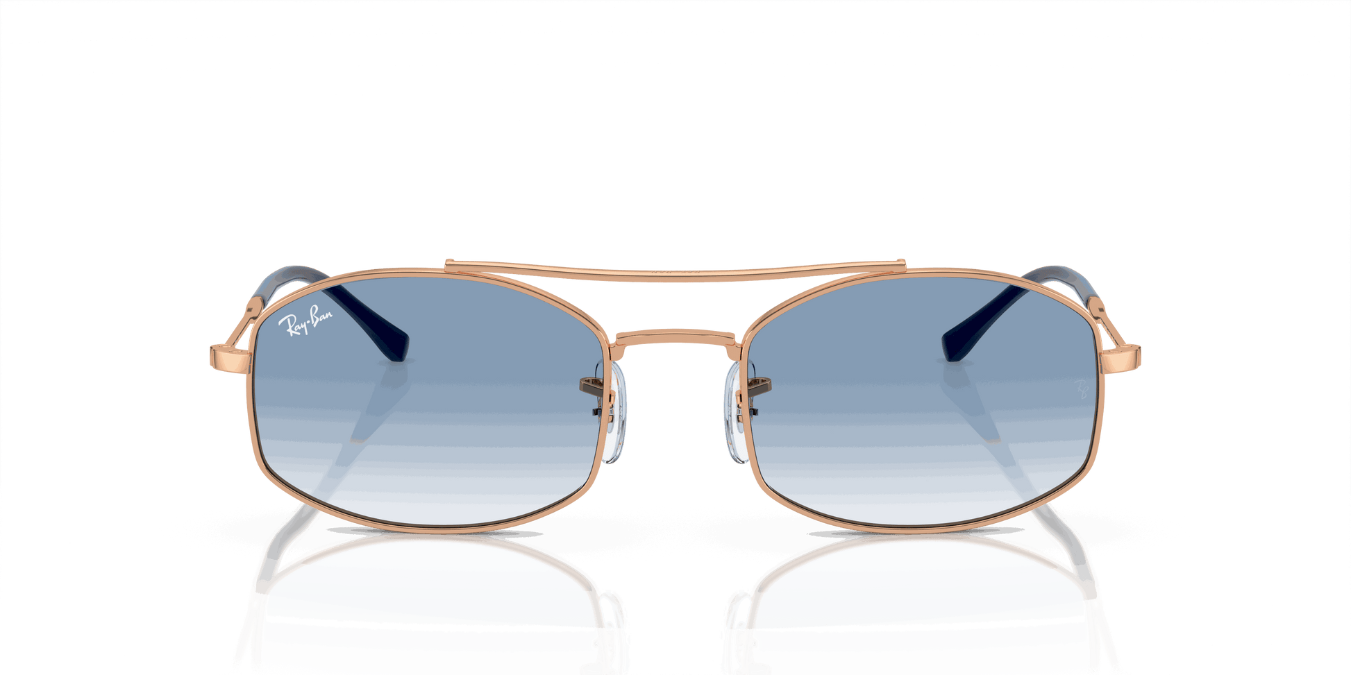 [Light Blue Lenses, Polished Rose Gold Frame]