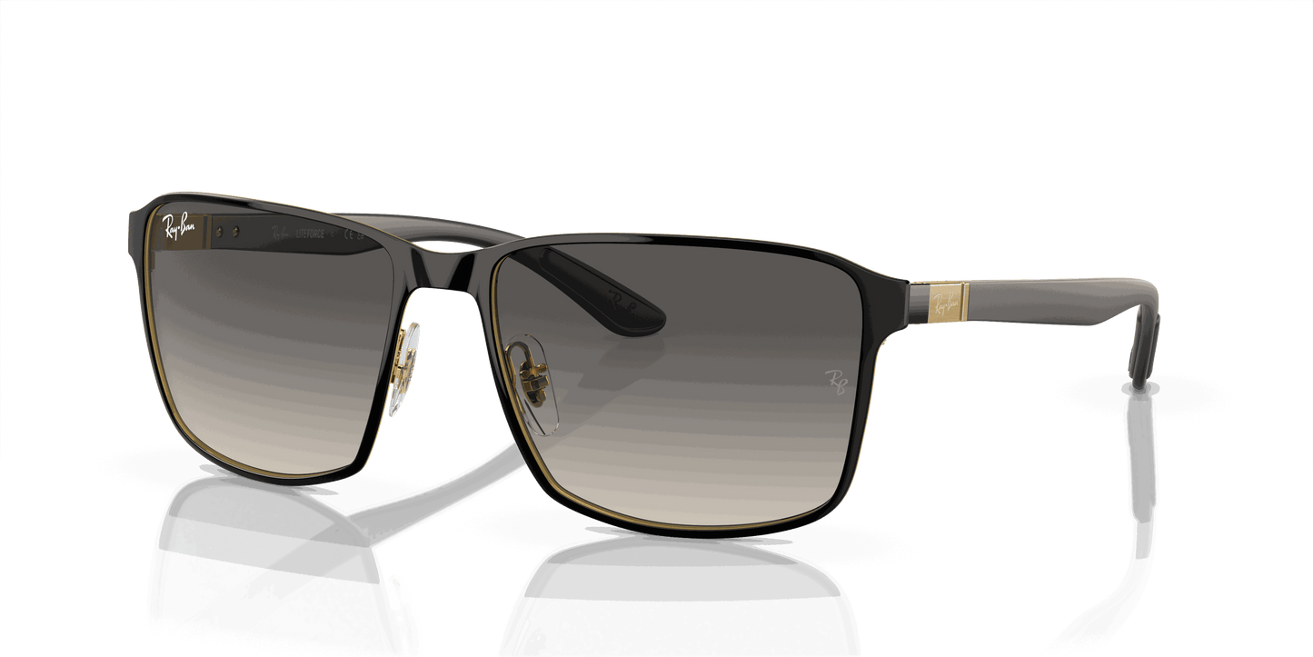 [Grey Lenses, Polished Black On Gold Frame]
