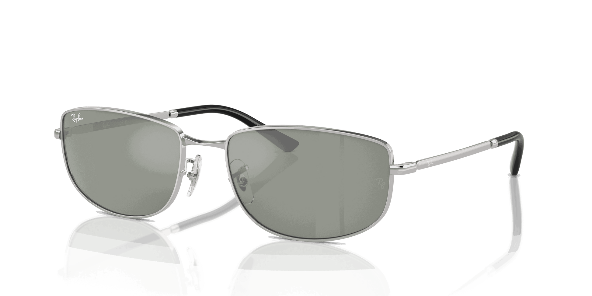 [Green & Silver Lenses, Polished Silver Frame]