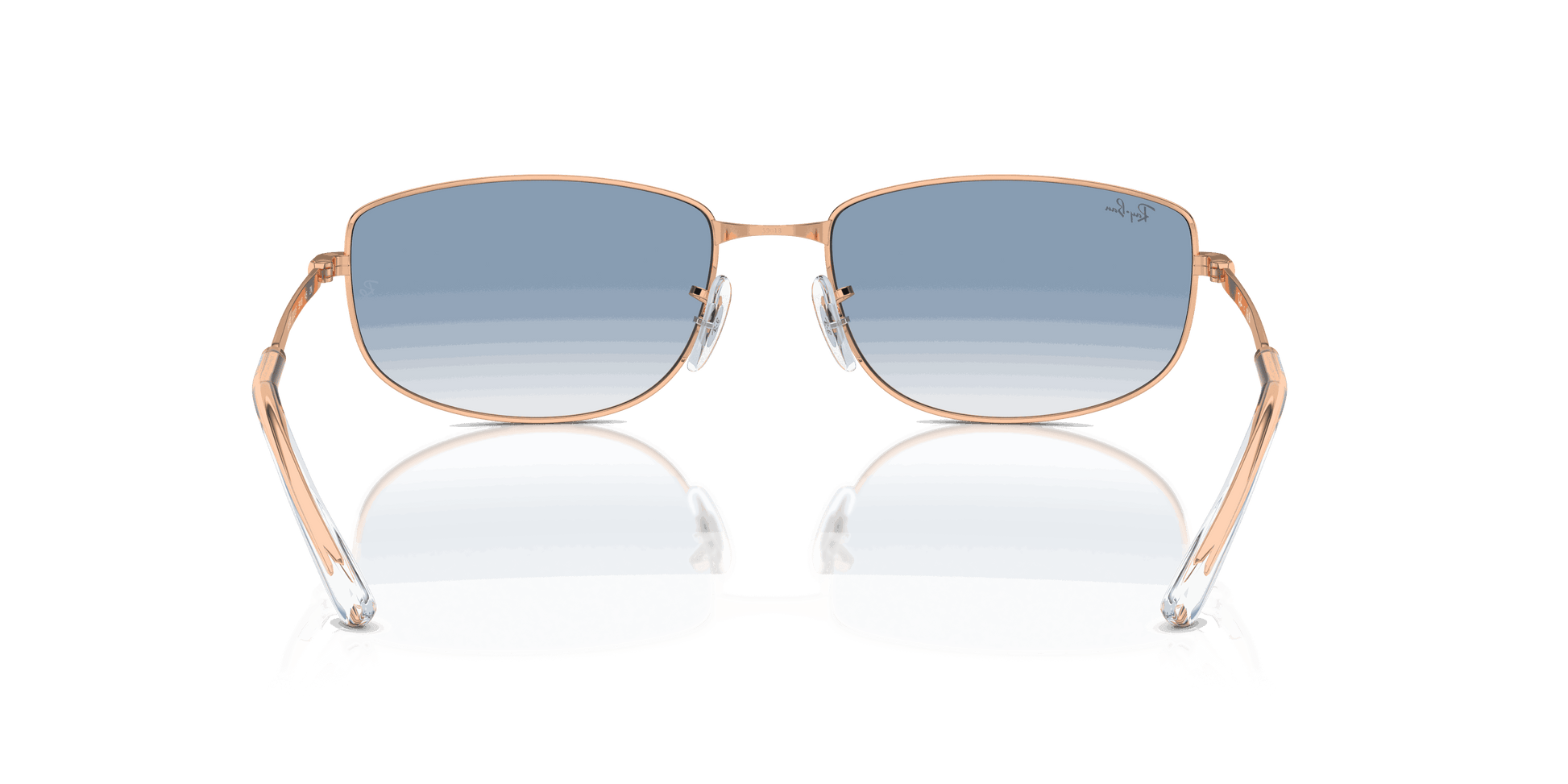 [Clear & Blue Lenses, Polished Rose Gold Frame]