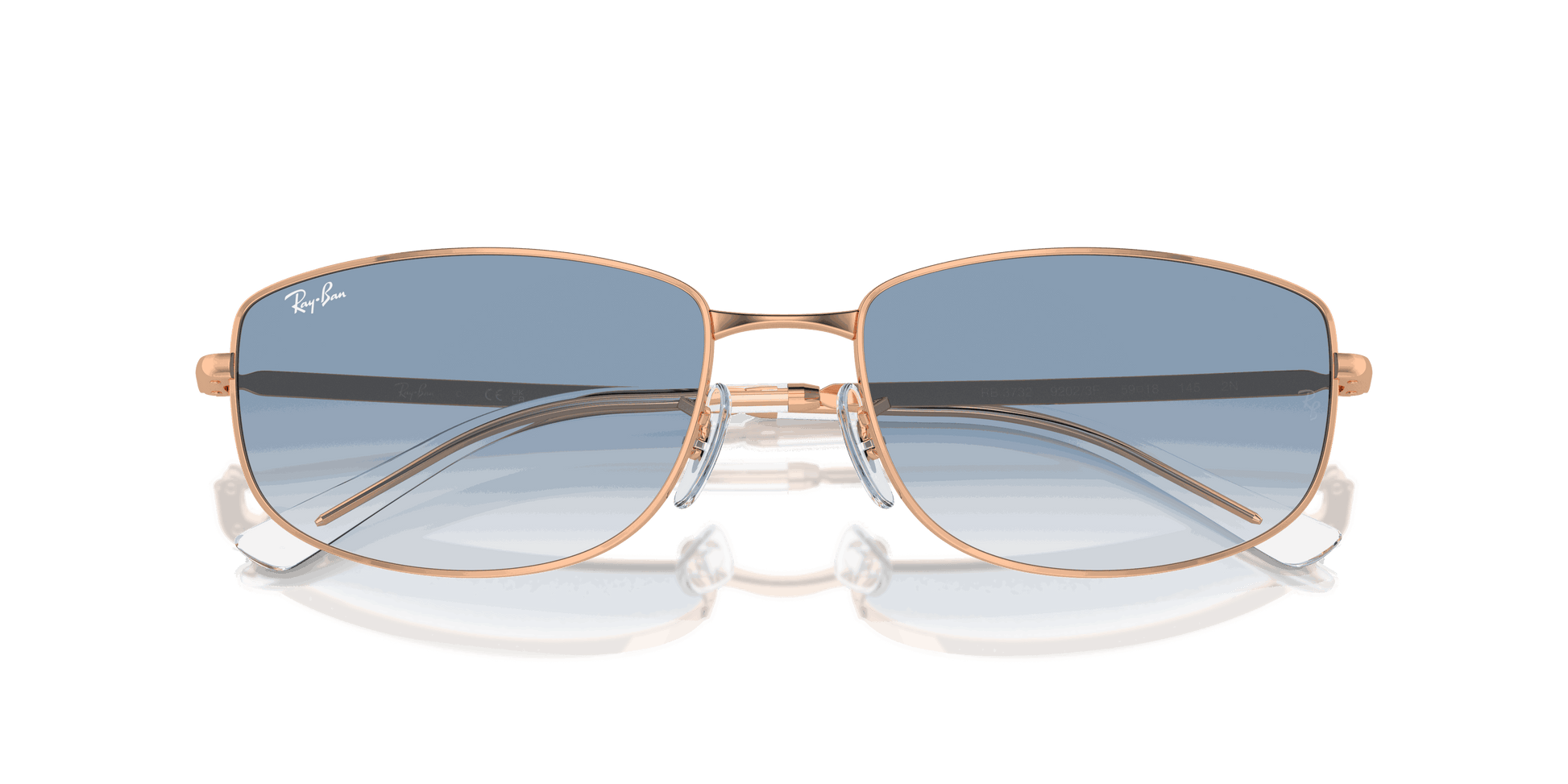 [Clear & Blue Lenses, Polished Rose Gold Frame]