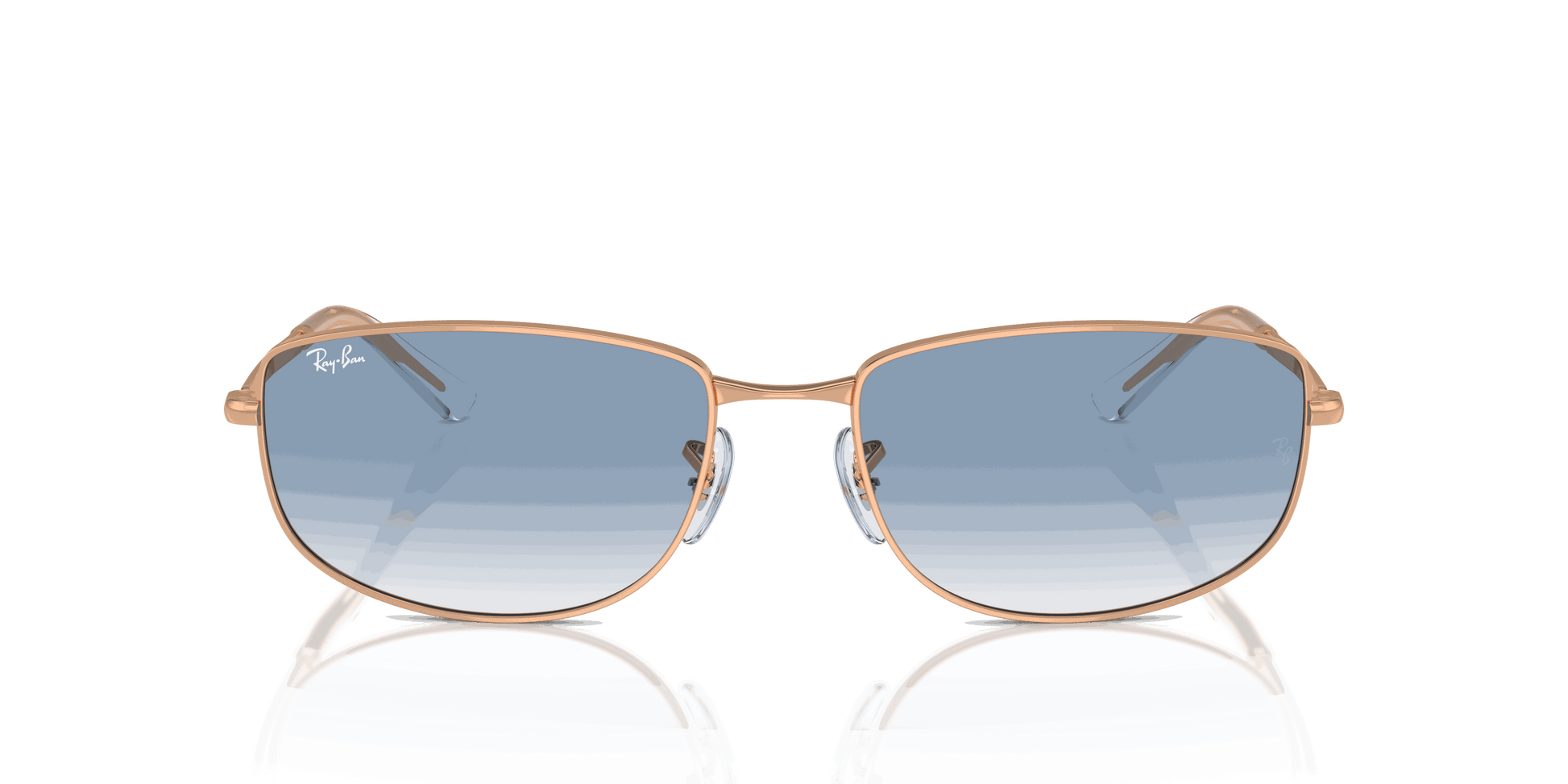[Clear & Blue Lenses, Polished Rose Gold Frame]