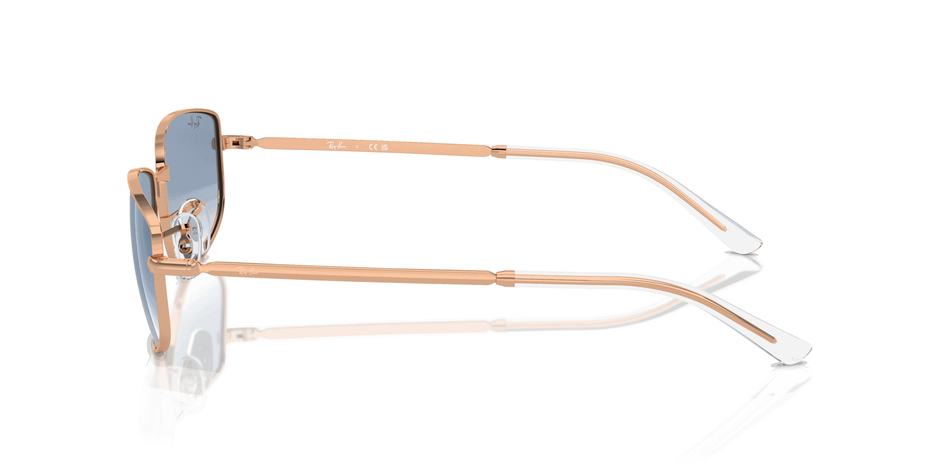 [Clear & Blue Lenses, Polished Rose Gold Frame]