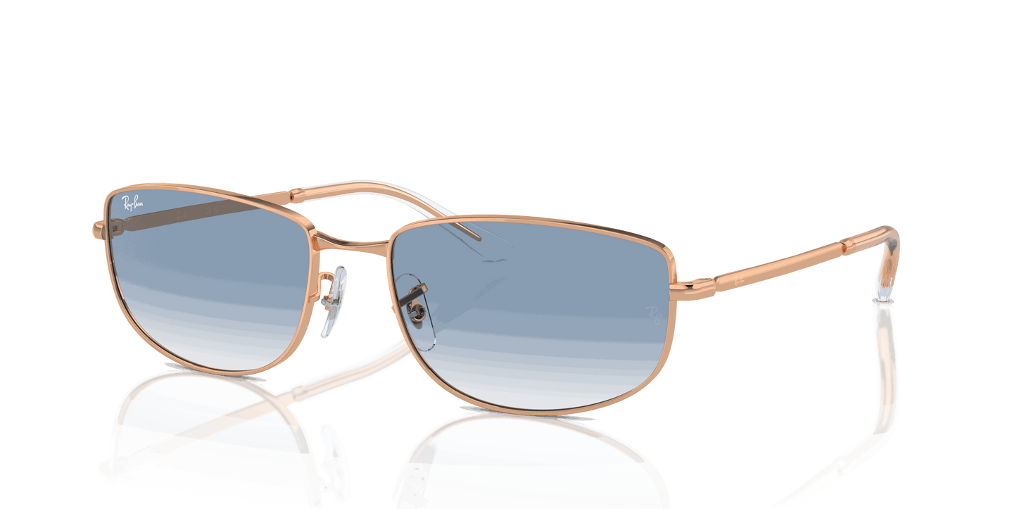 [Clear & Blue Lenses, Polished Rose Gold Frame]