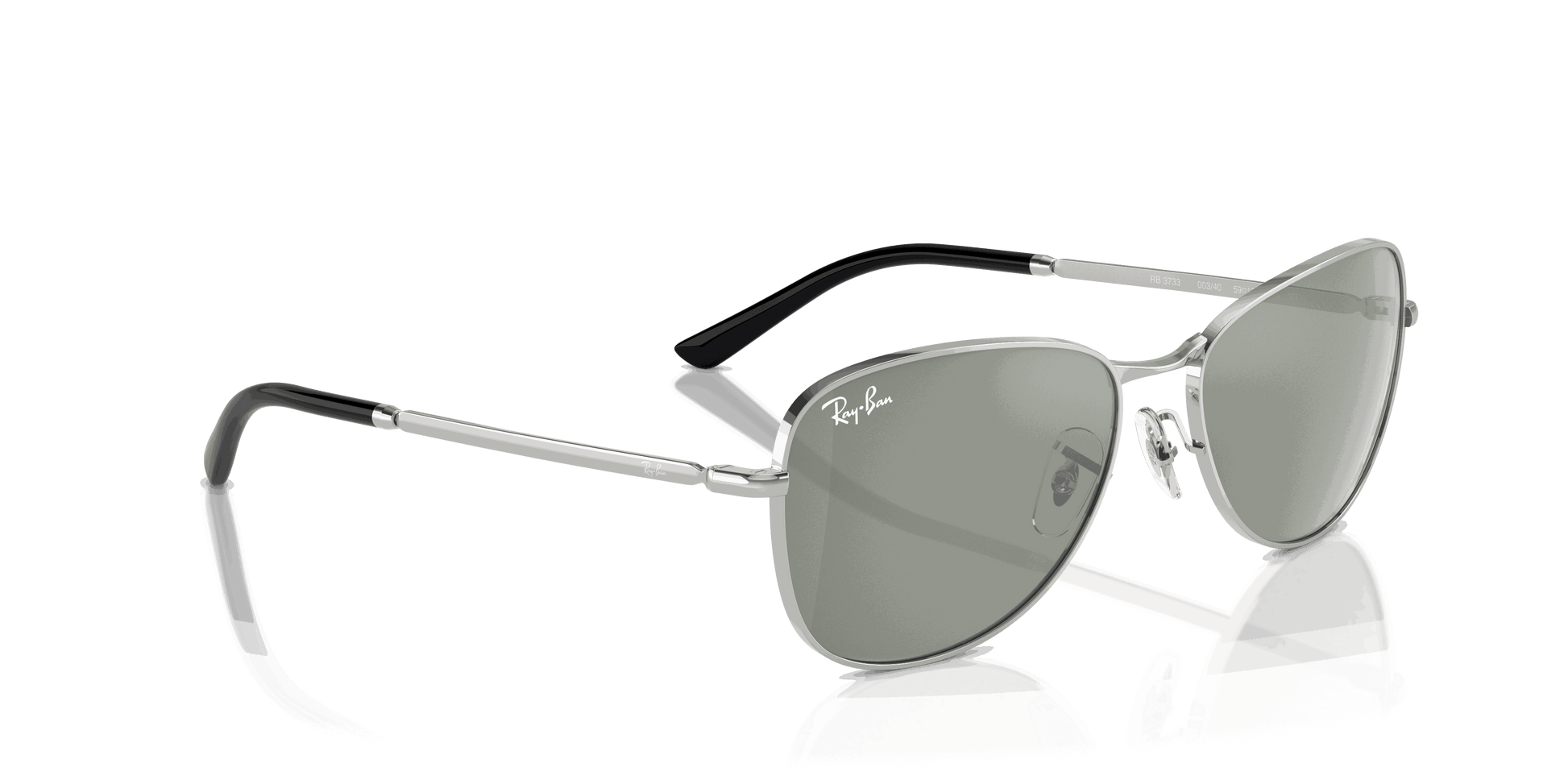 [Green Lenses, Polished Silver Frame]