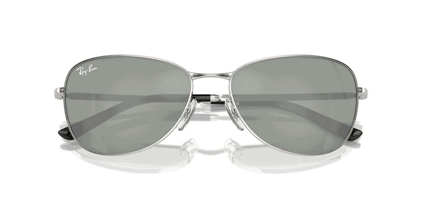 [Green Lenses, Polished Silver Frame]