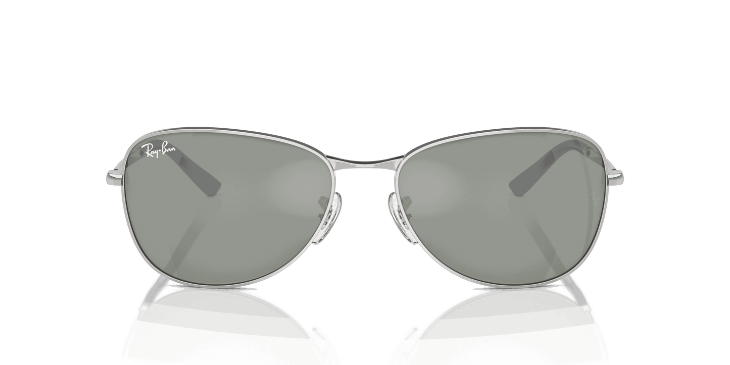 [Green Lenses, Polished Silver Frame]