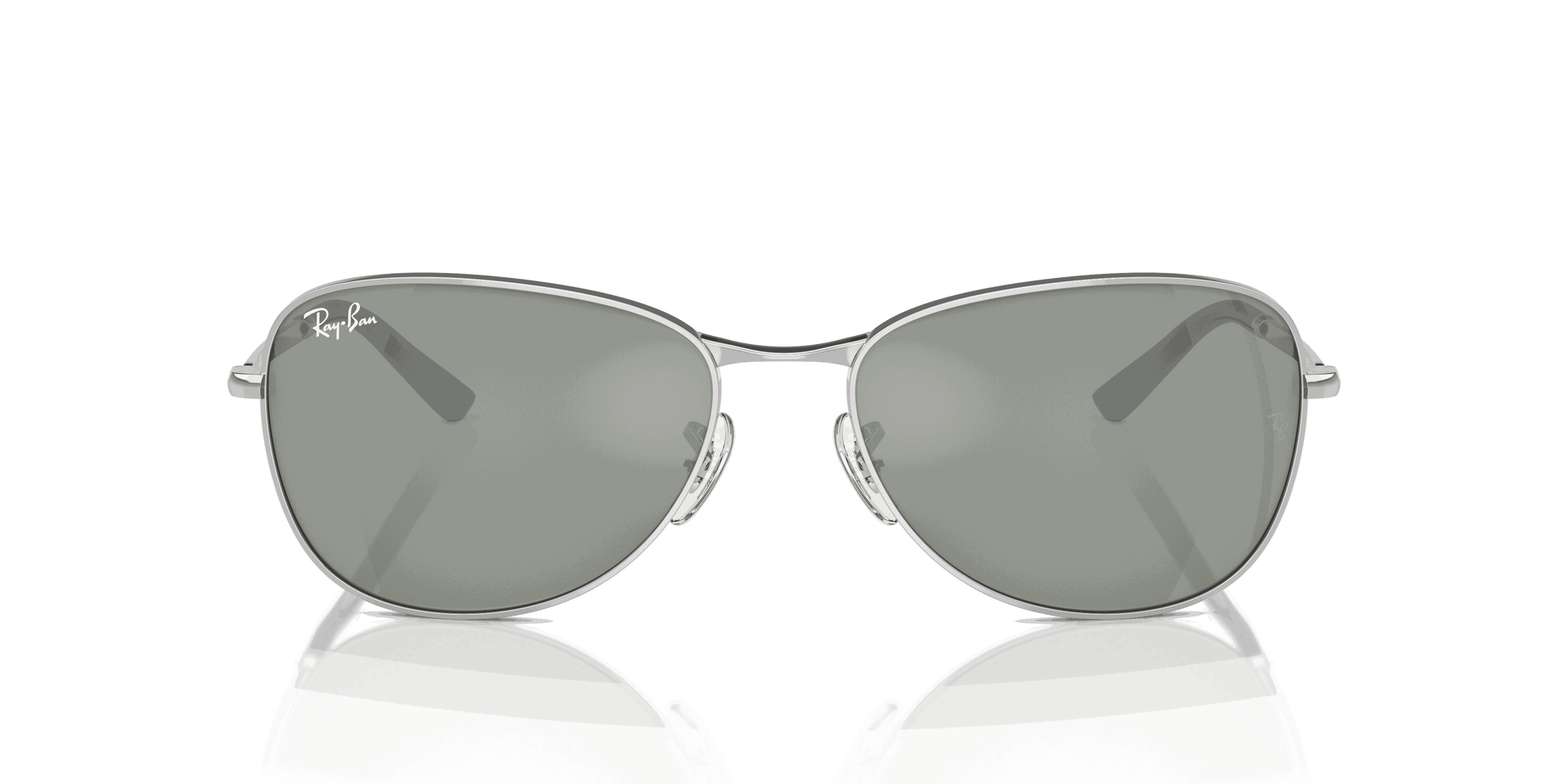[Green Lenses, Polished Silver Frame]