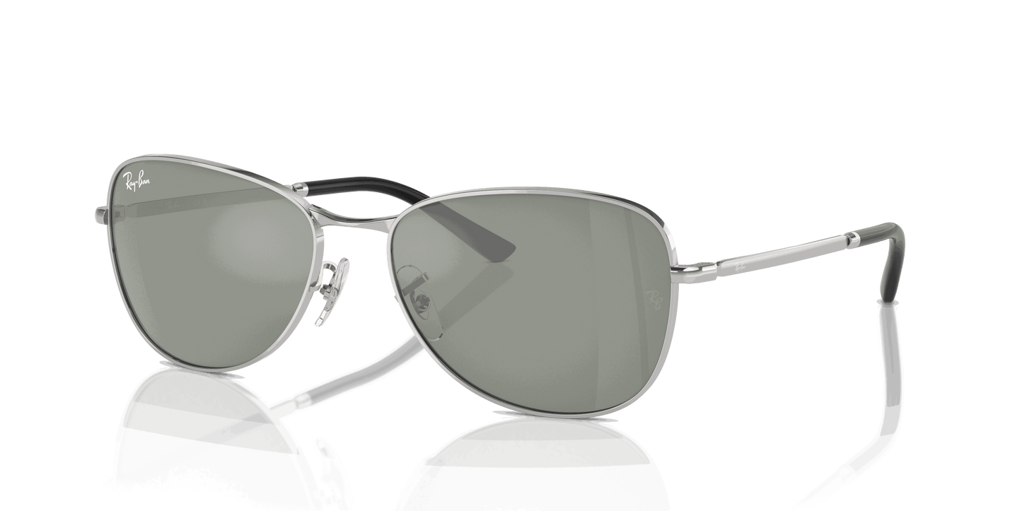 [Green Lenses, Polished Silver Frame]