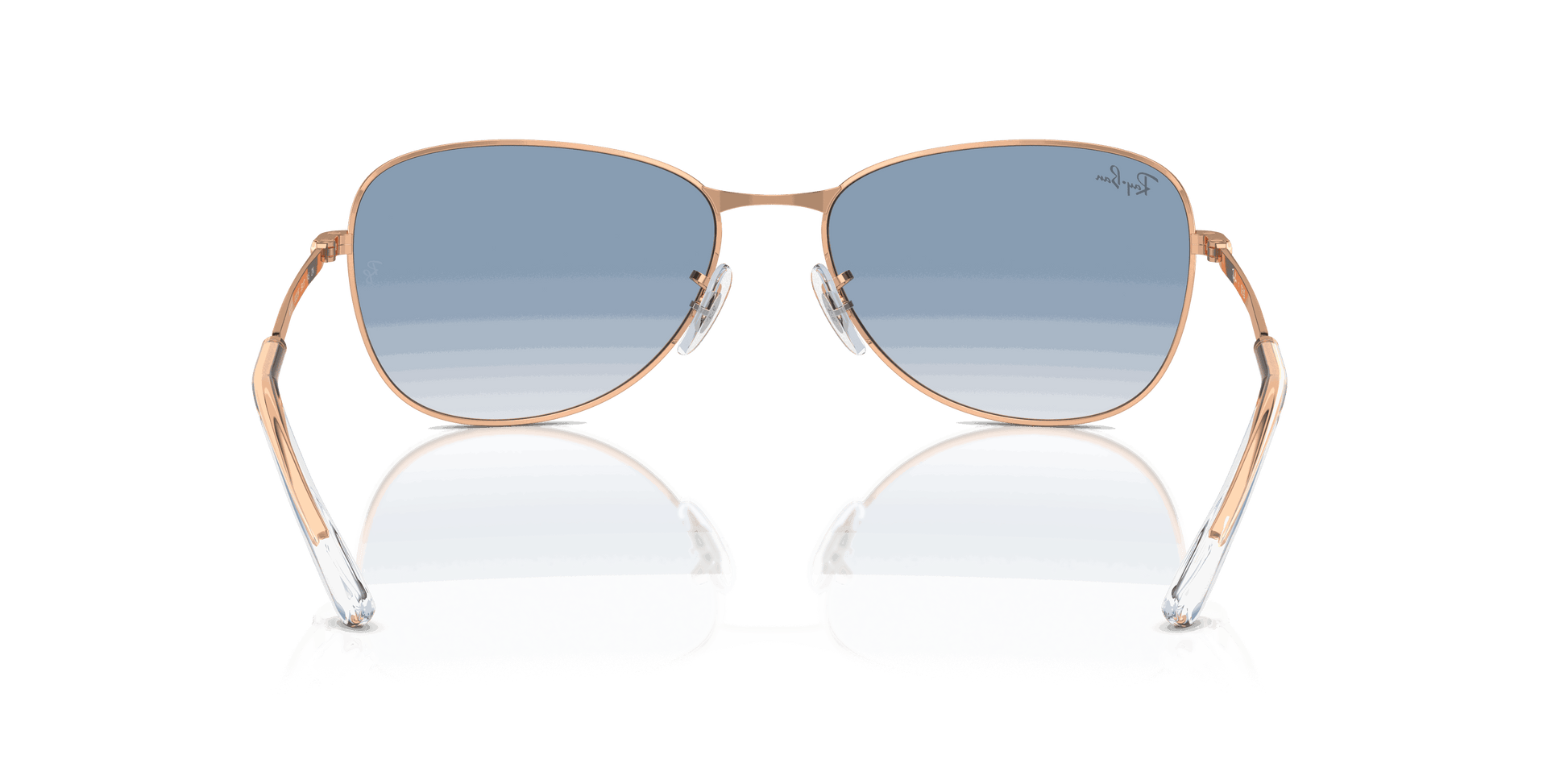 [Clear & Blue Lenses, Polished Rose Gold Frame]