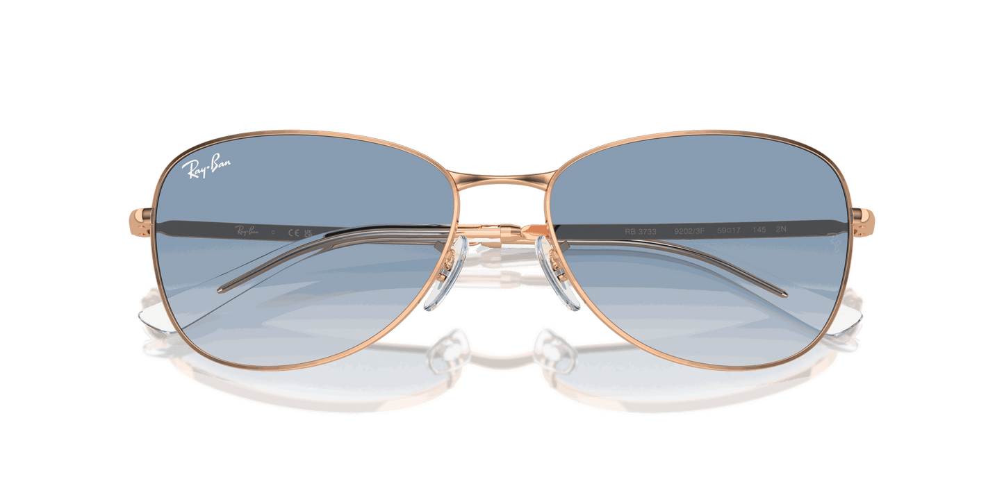 [Clear & Blue Lenses, Polished Rose Gold Frame]