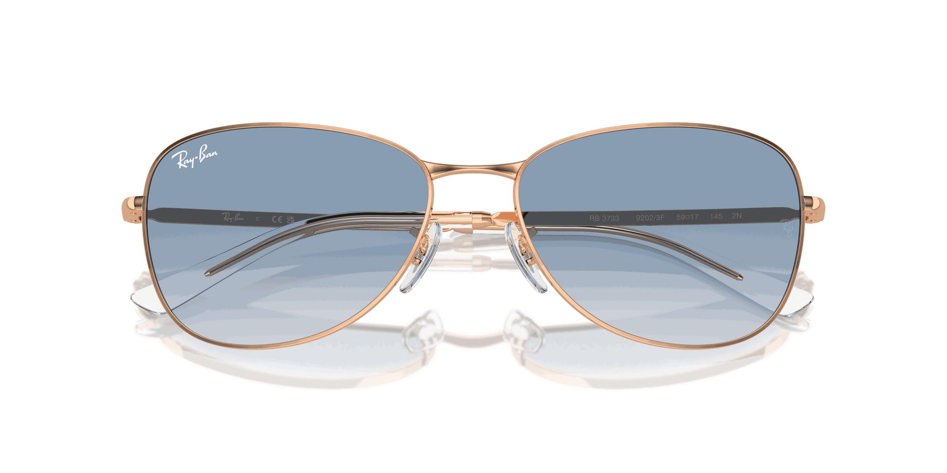 [Clear & Blue Lenses, Polished Rose Gold Frame]