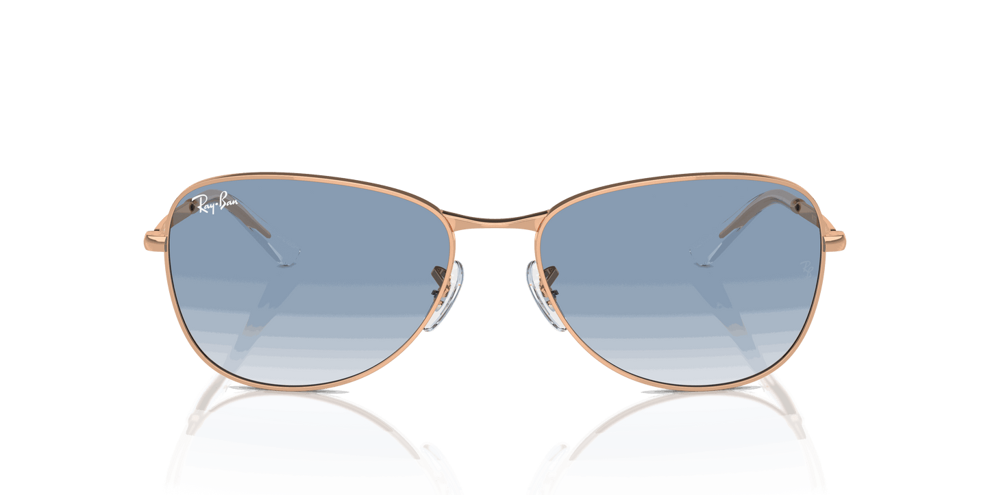 [Clear & Blue Lenses, Polished Rose Gold Frame]