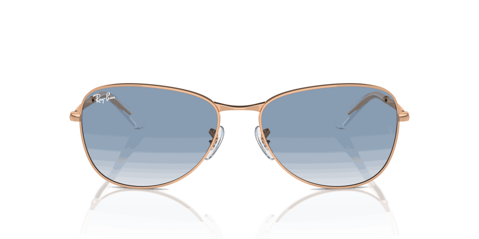 [Clear & Blue Lenses, Polished Rose Gold Frame]